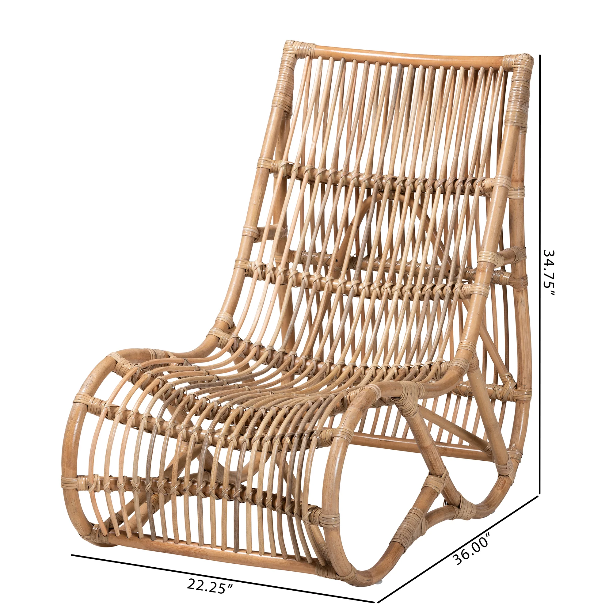 Baxton Studio bali & pari Genera Modern Bohemian Natural Rattan Lounge Chair - Image 10