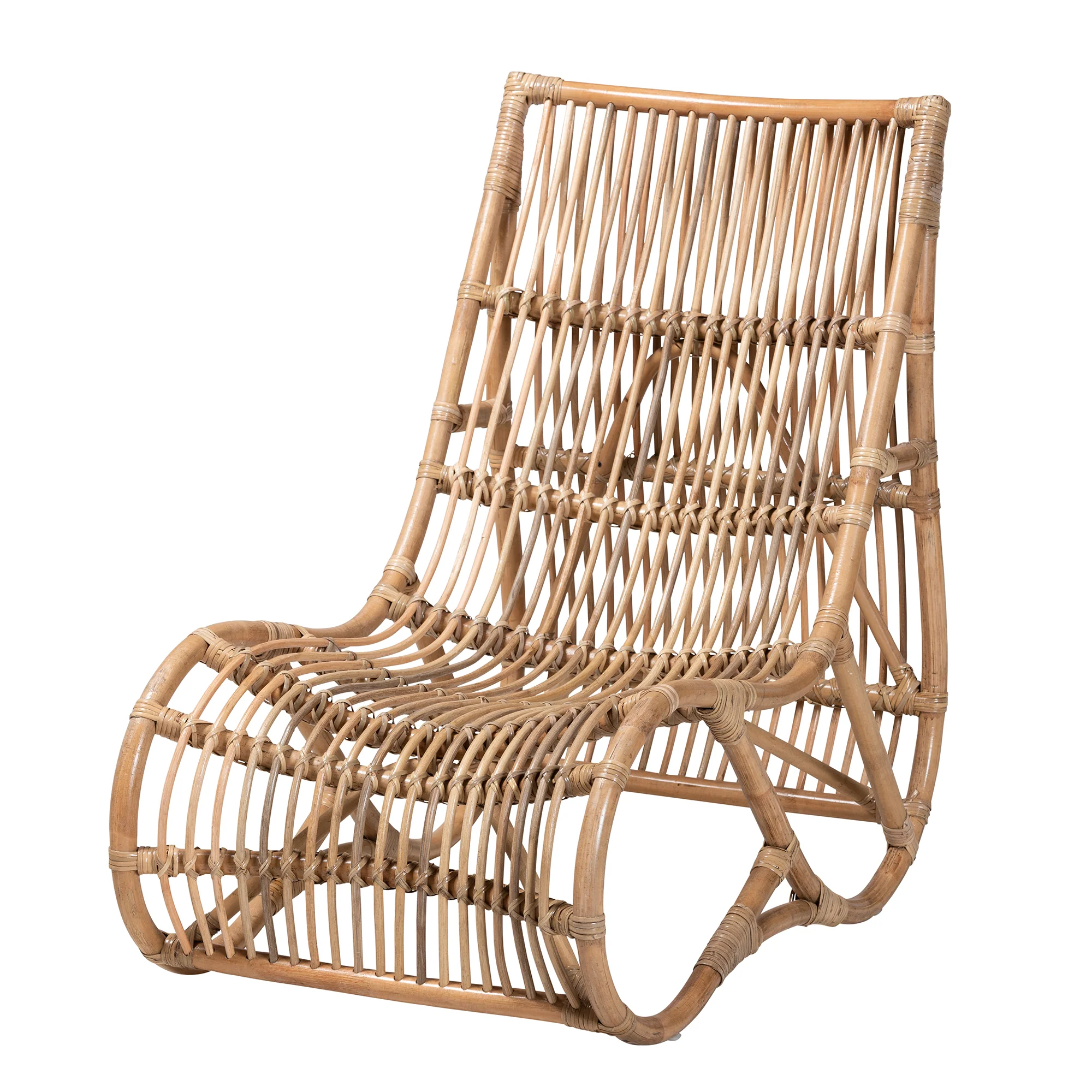 Baxton Studio bali & pari Genera Modern Bohemian Natural Rattan Lounge Chair - Image 2