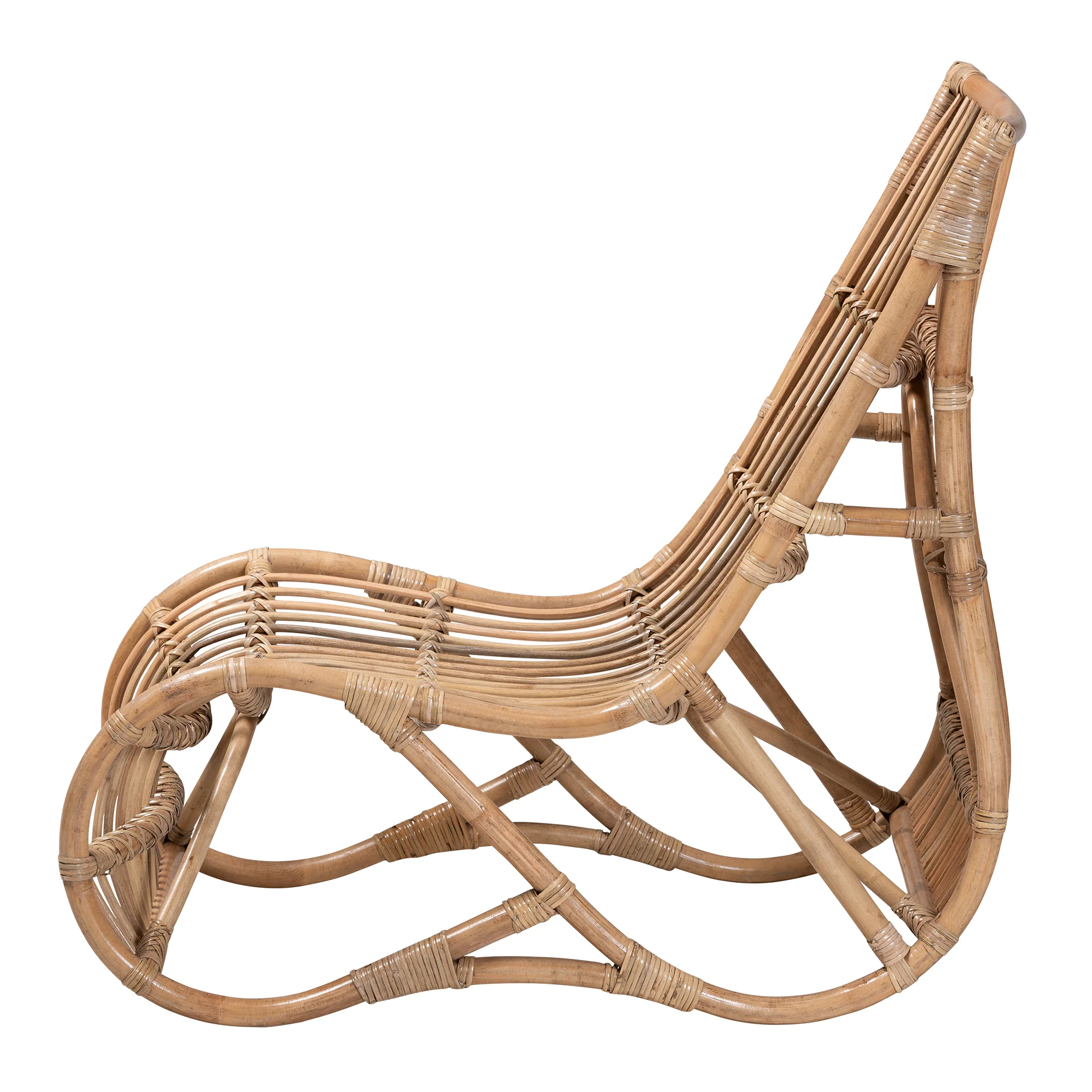 Baxton Studio bali & pari Genera Modern Bohemian Natural Rattan Lounge Chair - Image 4