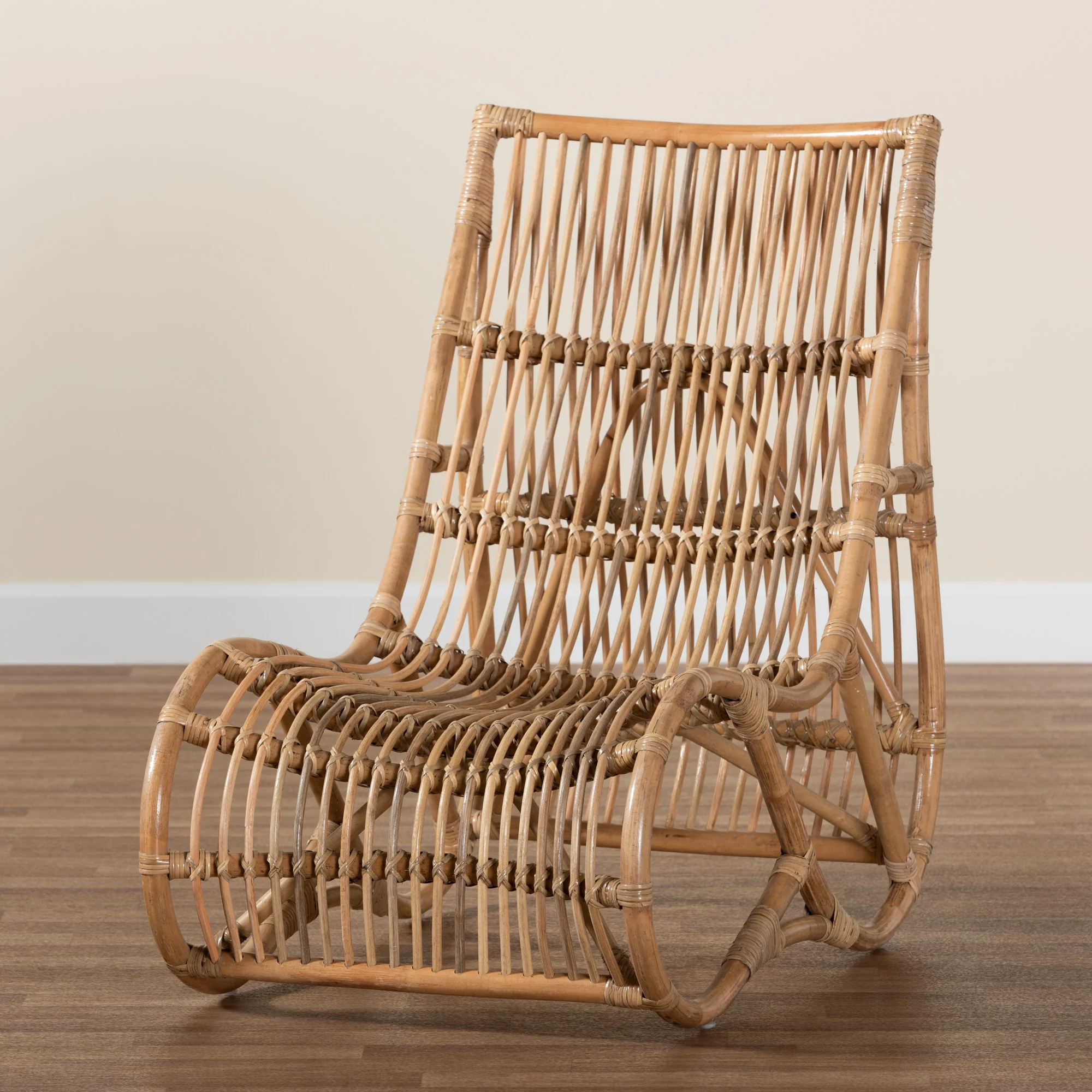 Baxton Studio bali & pari Genera Modern Bohemian Natural Rattan Lounge Chair - Image 9