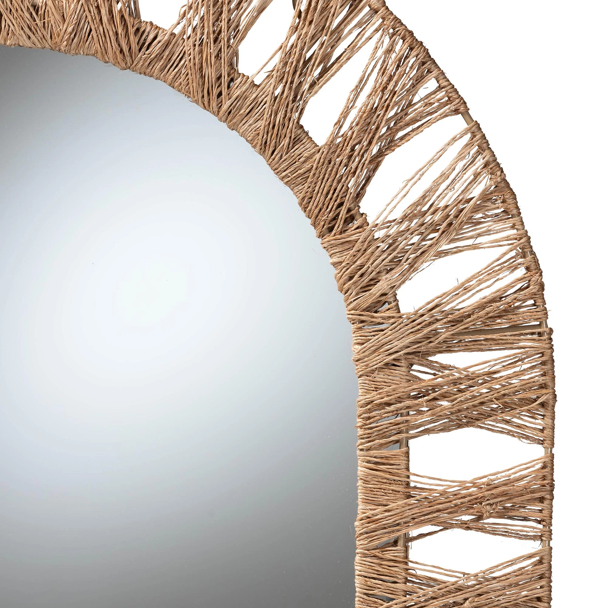Baxton Studio bali & pari Geona Modern Bohemian Metal and Natural Brown Seagrass Accent Wall Mirror - Image 3