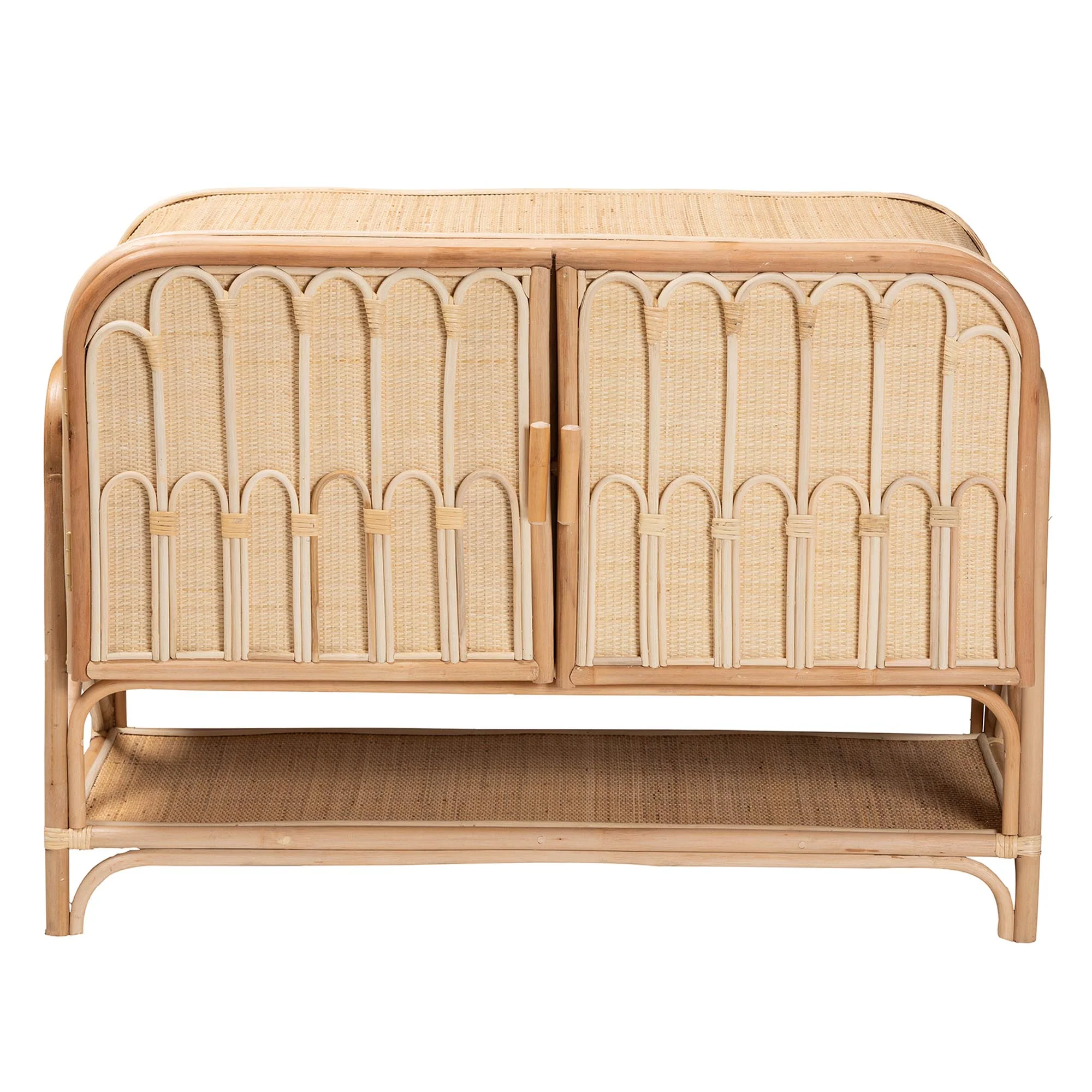 Baxton Studio bali & pari Gitano Bohemian Natural Rattan 2-Door Storage Cabinet - Image 6