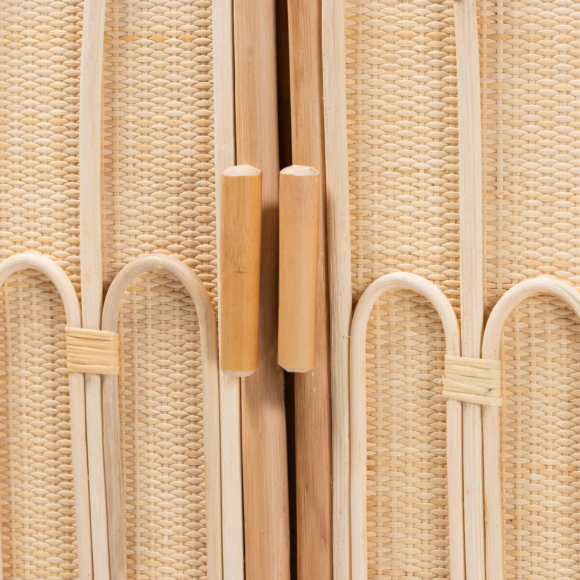 Baxton Studio bali & pari Gitano Bohemian Natural Rattan 2-Door Storage Cabinet - Image 8