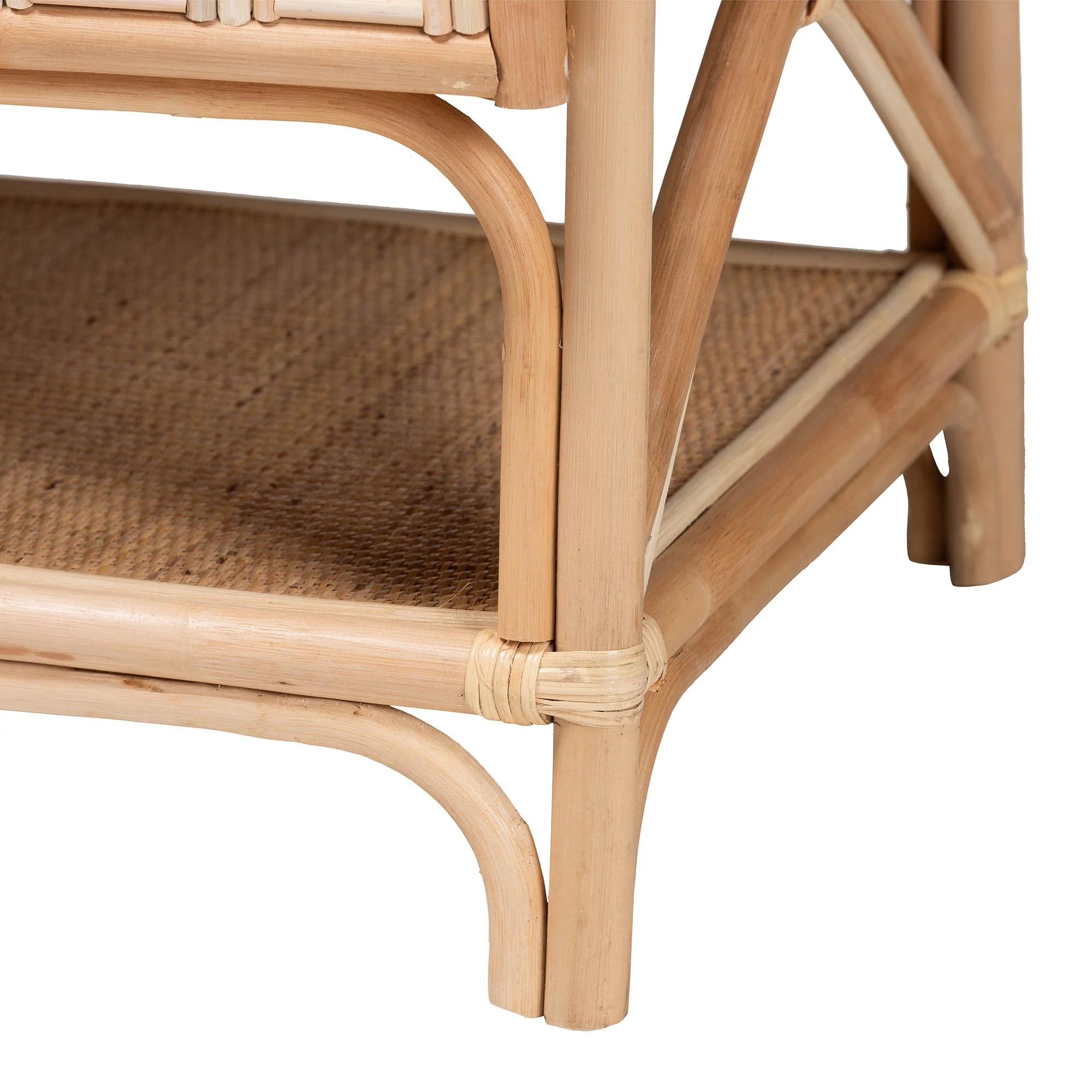 Baxton Studio bali & pari Gitano Bohemian Natural Rattan 2-Door Storage Cabinet - Image 9