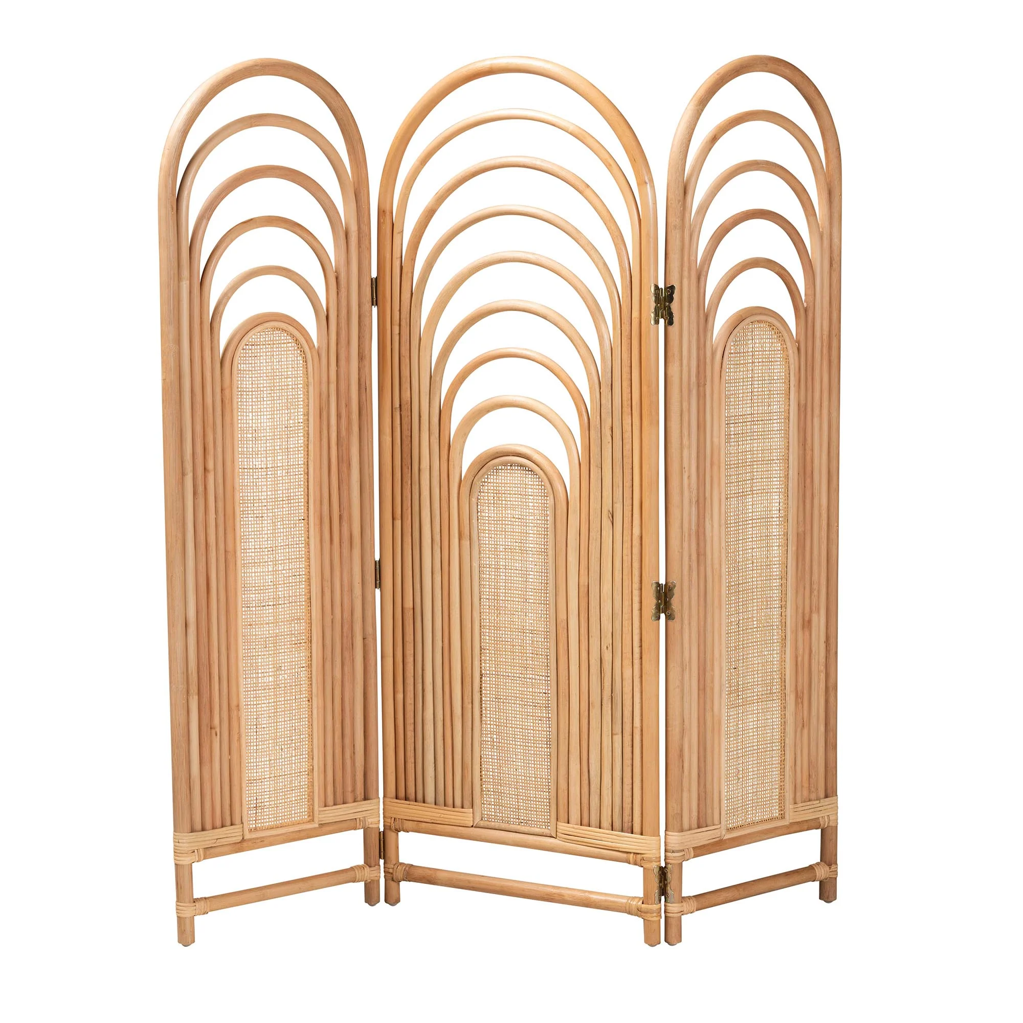 Baxton Studio bali & pari Golda Modern Bohemian Natural Brown Rattan Room Divider - Image 2