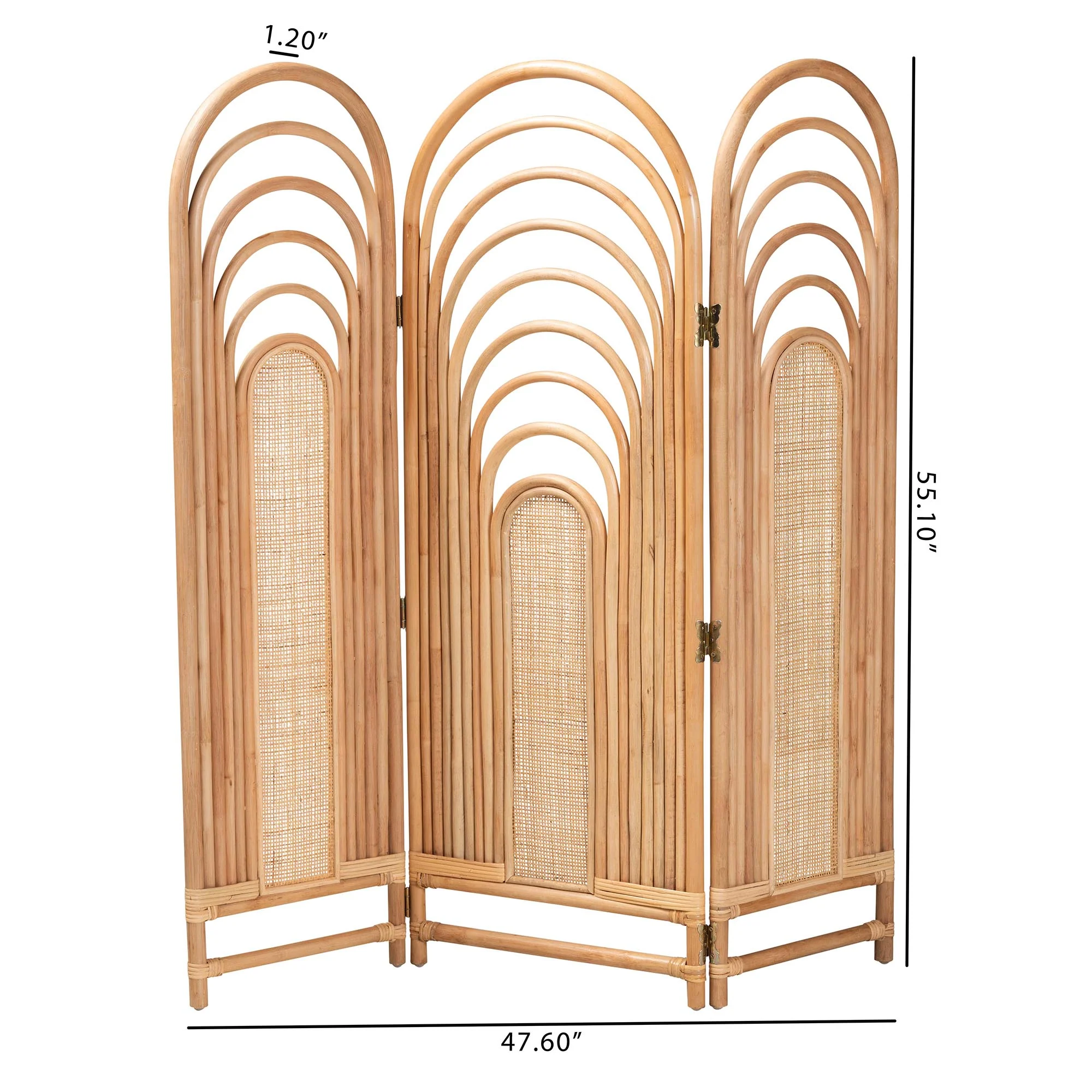 Baxton Studio bali & pari Golda Modern Bohemian Natural Brown Rattan Room Divider - Image 5