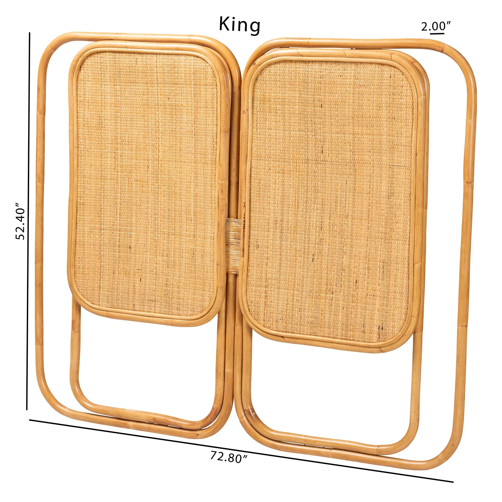 Baxton Studio bali & pari Gowan Modern Bohemian Natural Brown Rattan King Size Standalone Headboard - Image 8