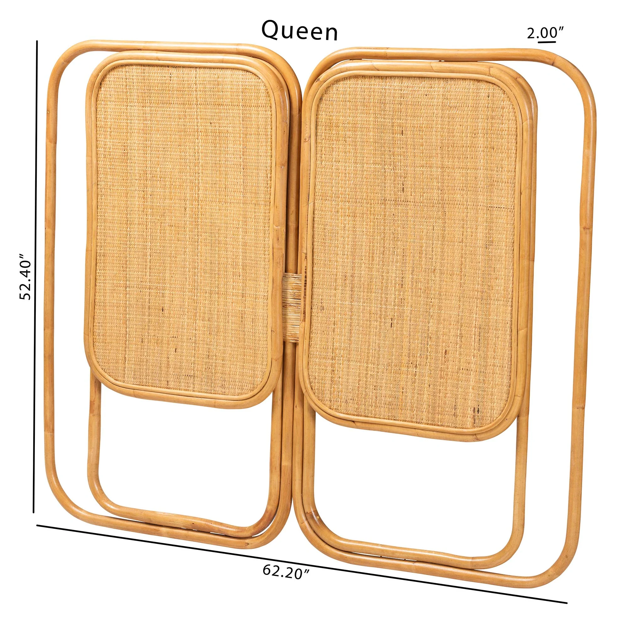 Baxton Studio bali & pari Gowan Modern Bohemian Natural Brown Rattan Queen Size Standalone Headboard - Image 9