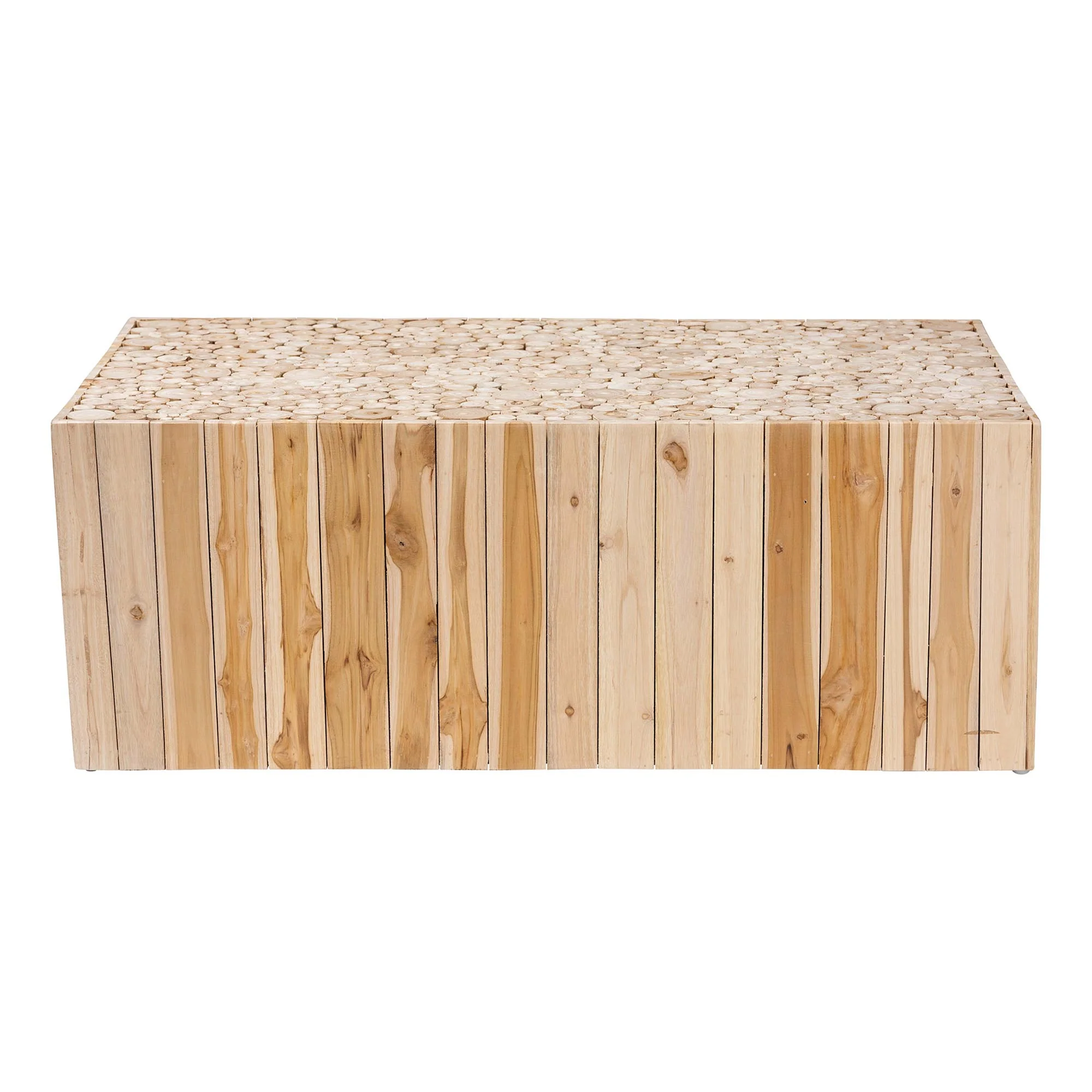 Baxton Studio bali & pari Grayson Bohemian Natural Teak Wood Coffee Table with Unique Repurposed Wood Logs - Image 5