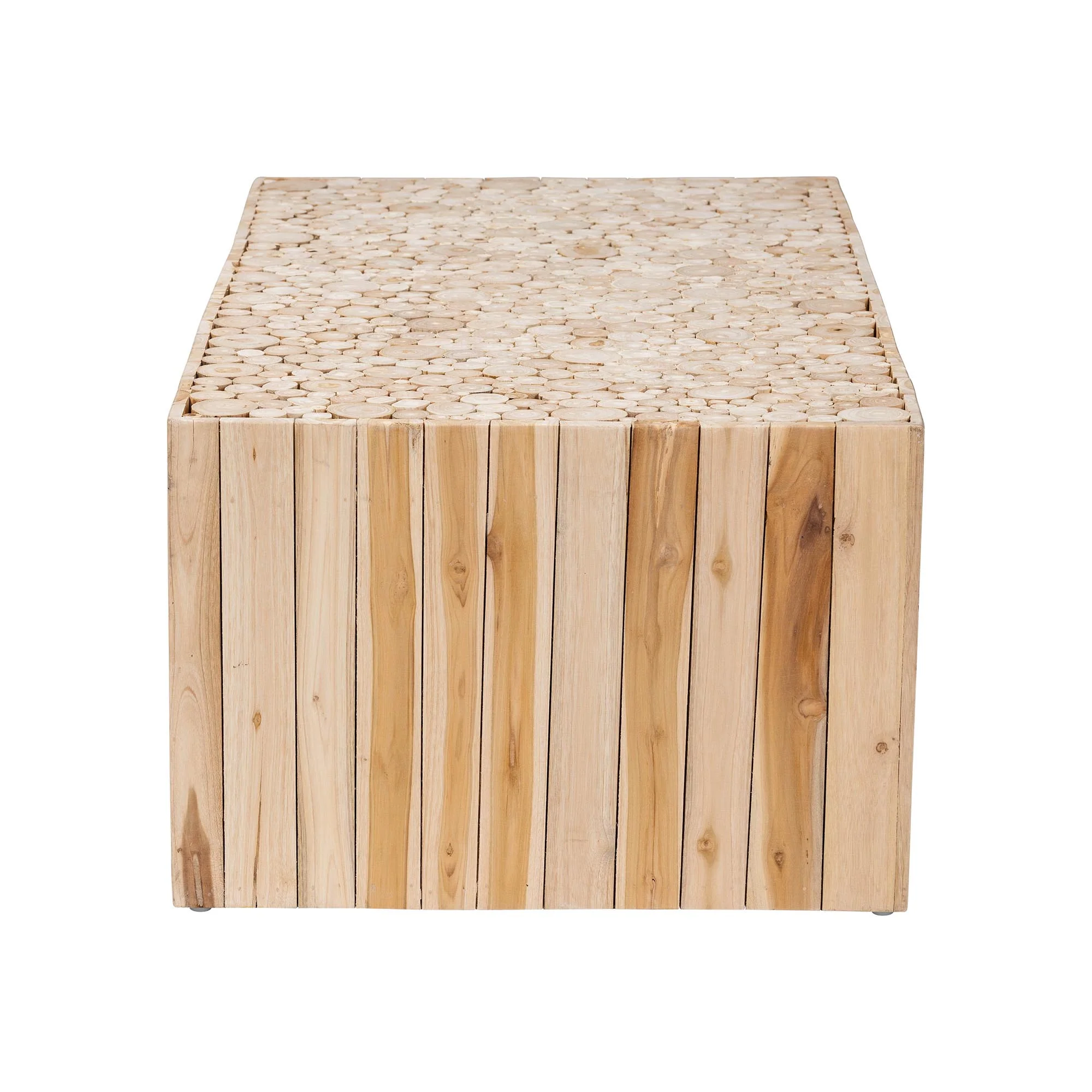 Baxton Studio bali & pari Grayson Bohemian Natural Teak Wood Coffee Table with Unique Repurposed Wood Logs - Image 6