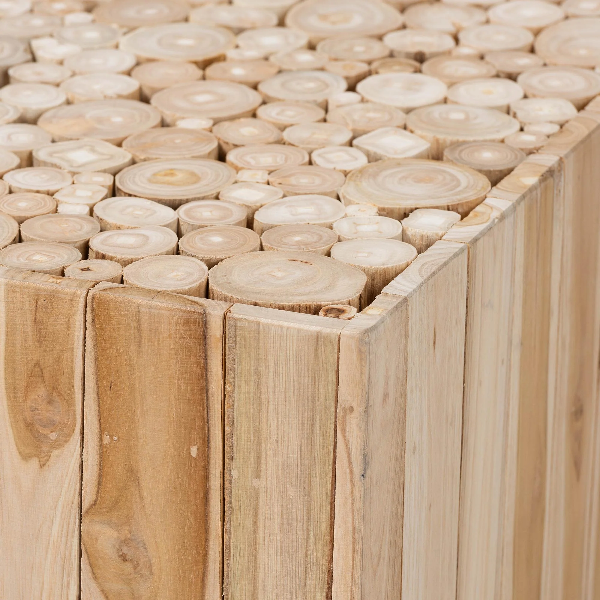 Baxton Studio bali & pari Grayson Bohemian Natural Teak Wood Coffee Table with Unique Repurposed Wood Logs - Image 8