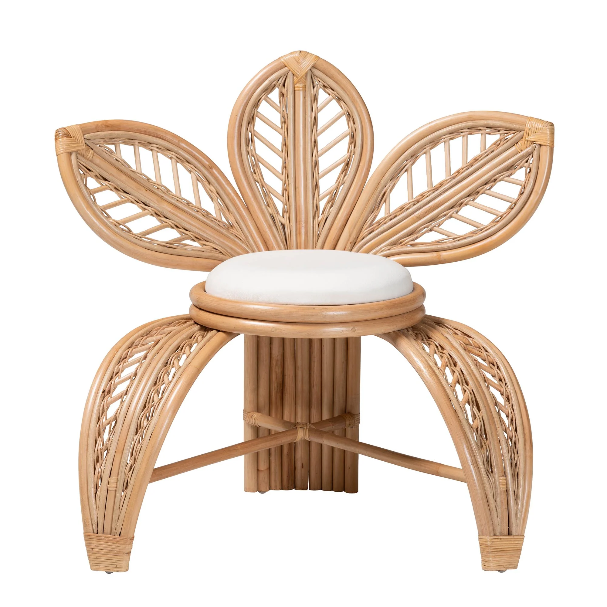 Baxton Studio bali & pari Gresham Modern Bohemian Natural Rattan Leaf Accent Chair - Image 3