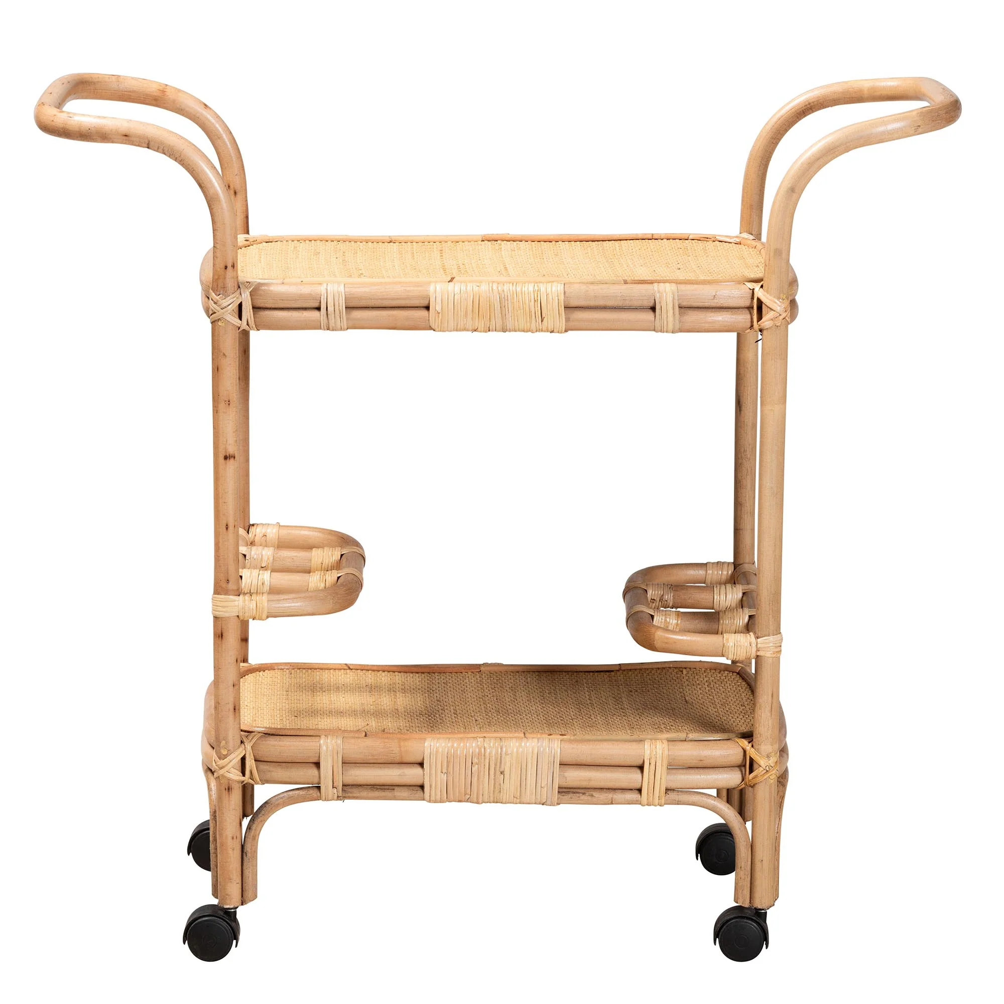 Baxton Studio bali & pari Hadia Modern Bohemian Natural Brown Rattan Wine Cart - Image 3