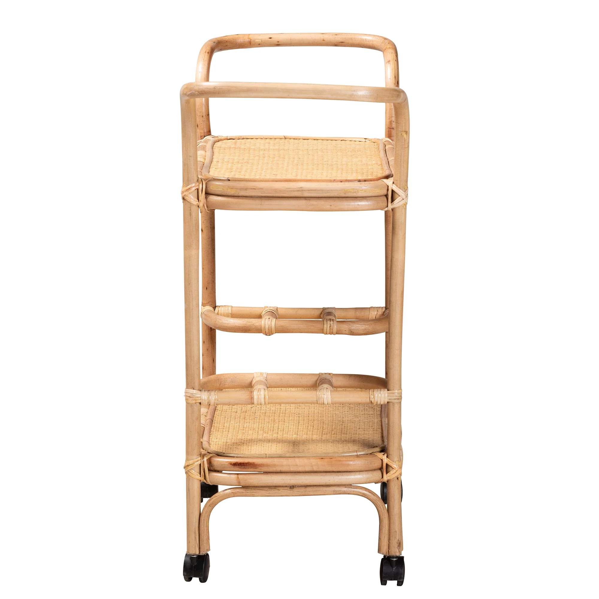 Baxton Studio bali & pari Hadia Modern Bohemian Natural Brown Rattan Wine Cart - Image 4