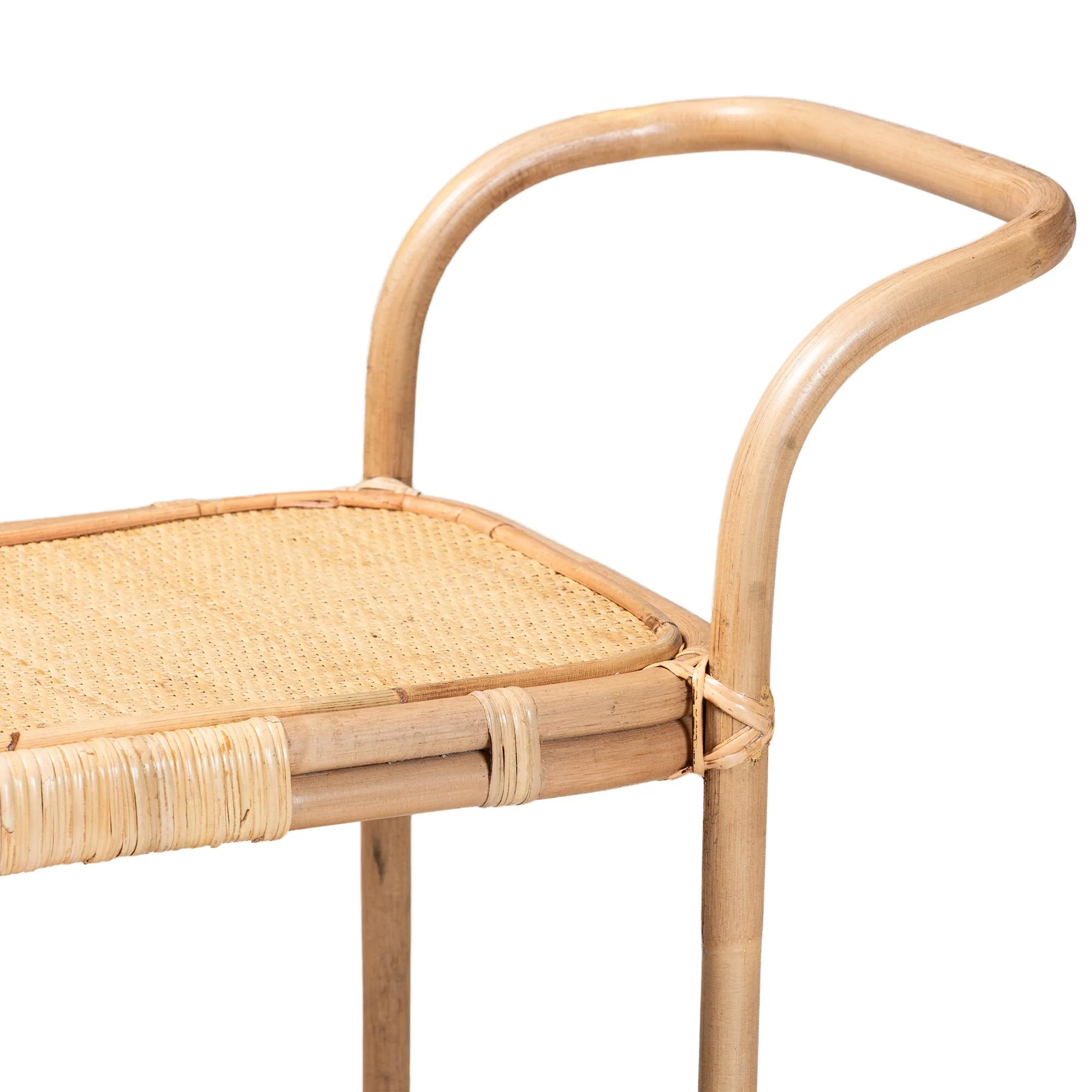Baxton Studio bali & pari Hadia Modern Bohemian Natural Brown Rattan Wine Cart - Image 5