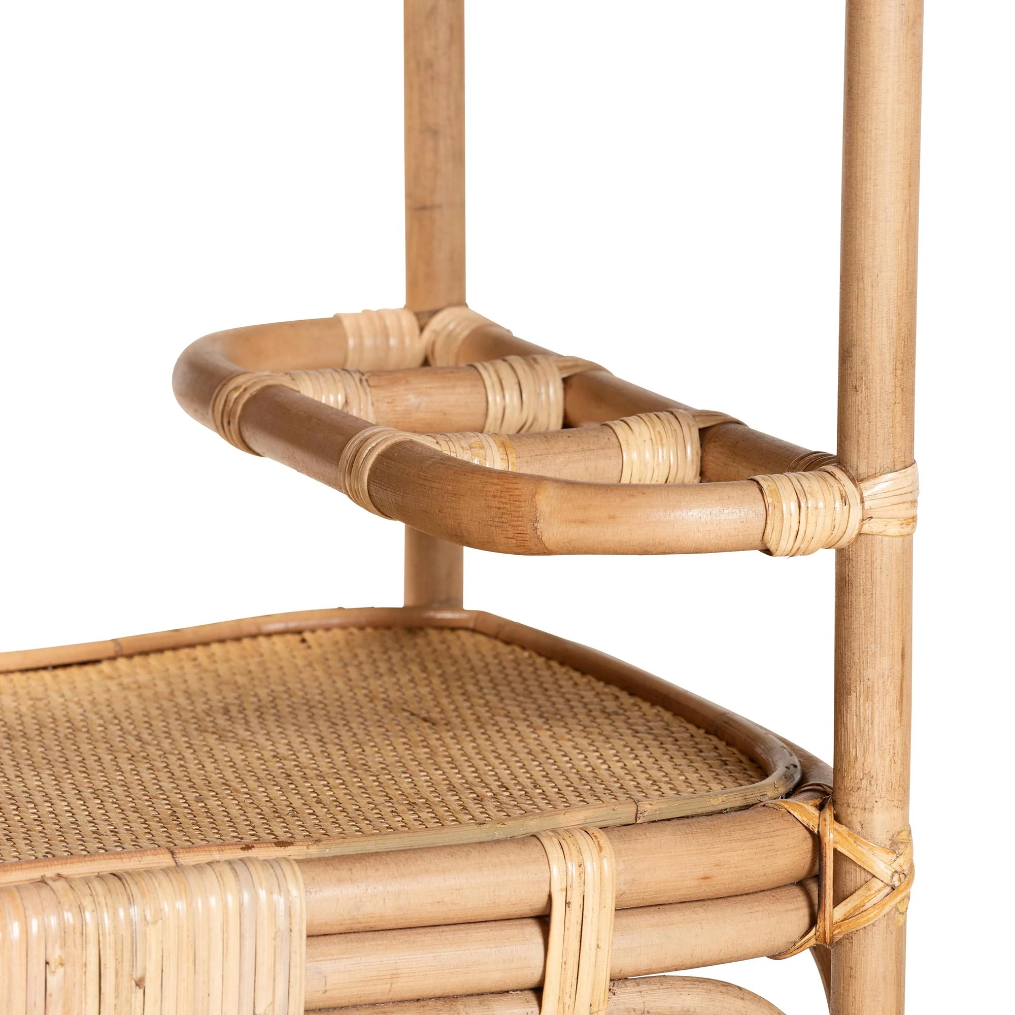 Baxton Studio bali & pari Hadia Modern Bohemian Natural Brown Rattan Wine Cart - Image 6