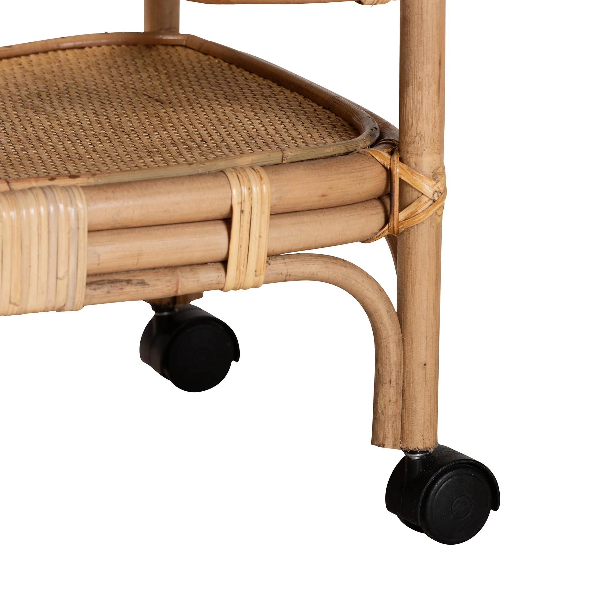 Baxton Studio bali & pari Hadia Modern Bohemian Natural Brown Rattan Wine Cart - Image 7