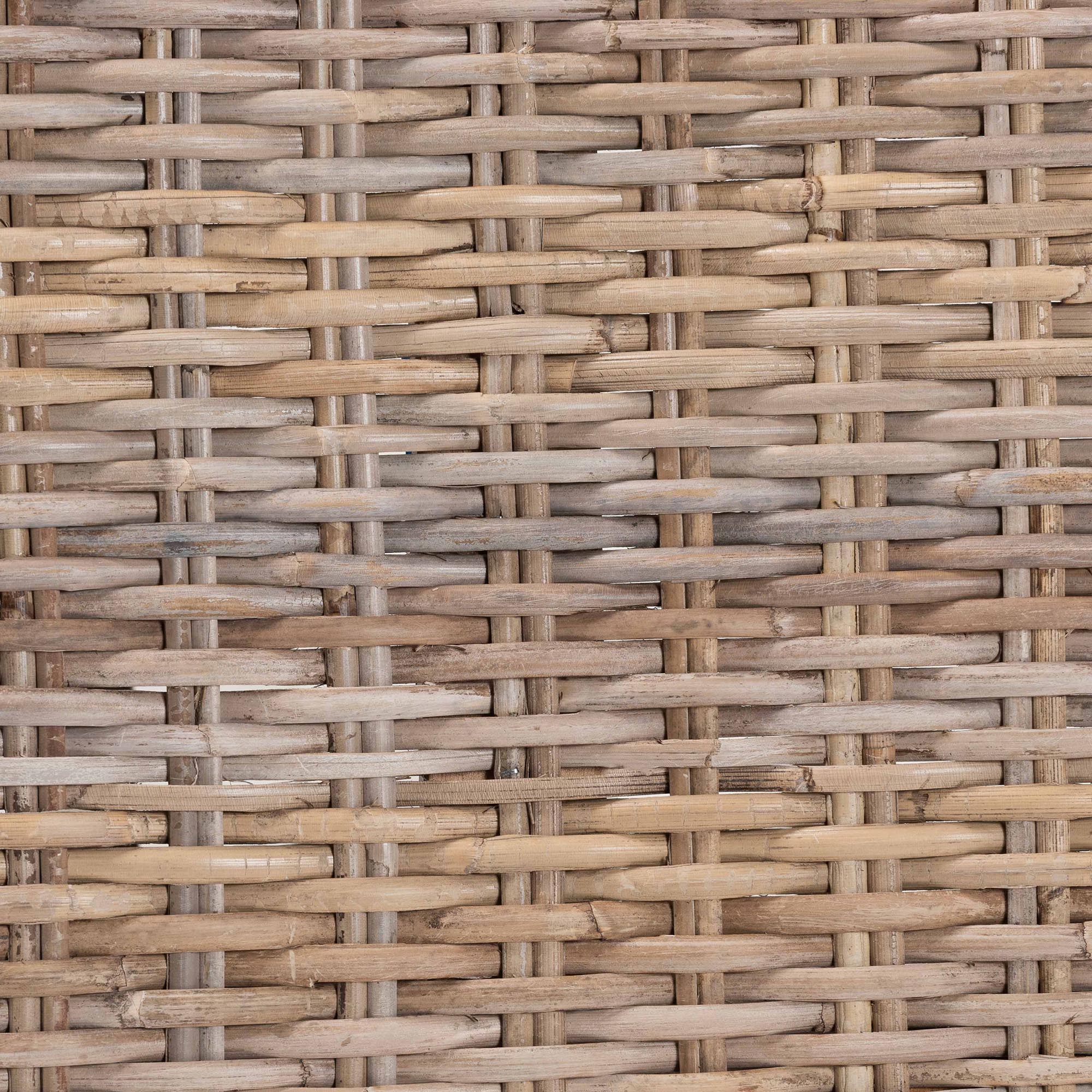 Baxton Studio bali & pari Hayate Bohemian Grey Kubu Rattan and Mahogany Wood Ottoman Footstool - Image 6