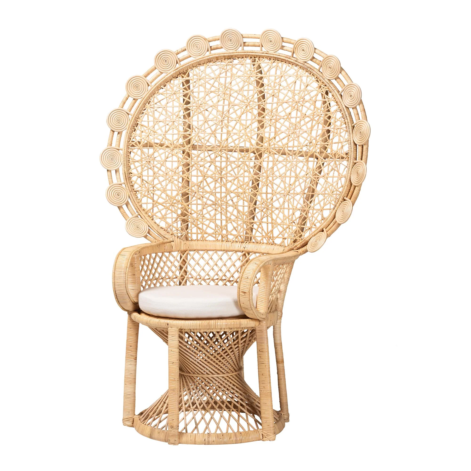 Baxton Studio bali & pari Hecate Modern Bohemian Natural Brown Rattan Peacock Chair - Image 2