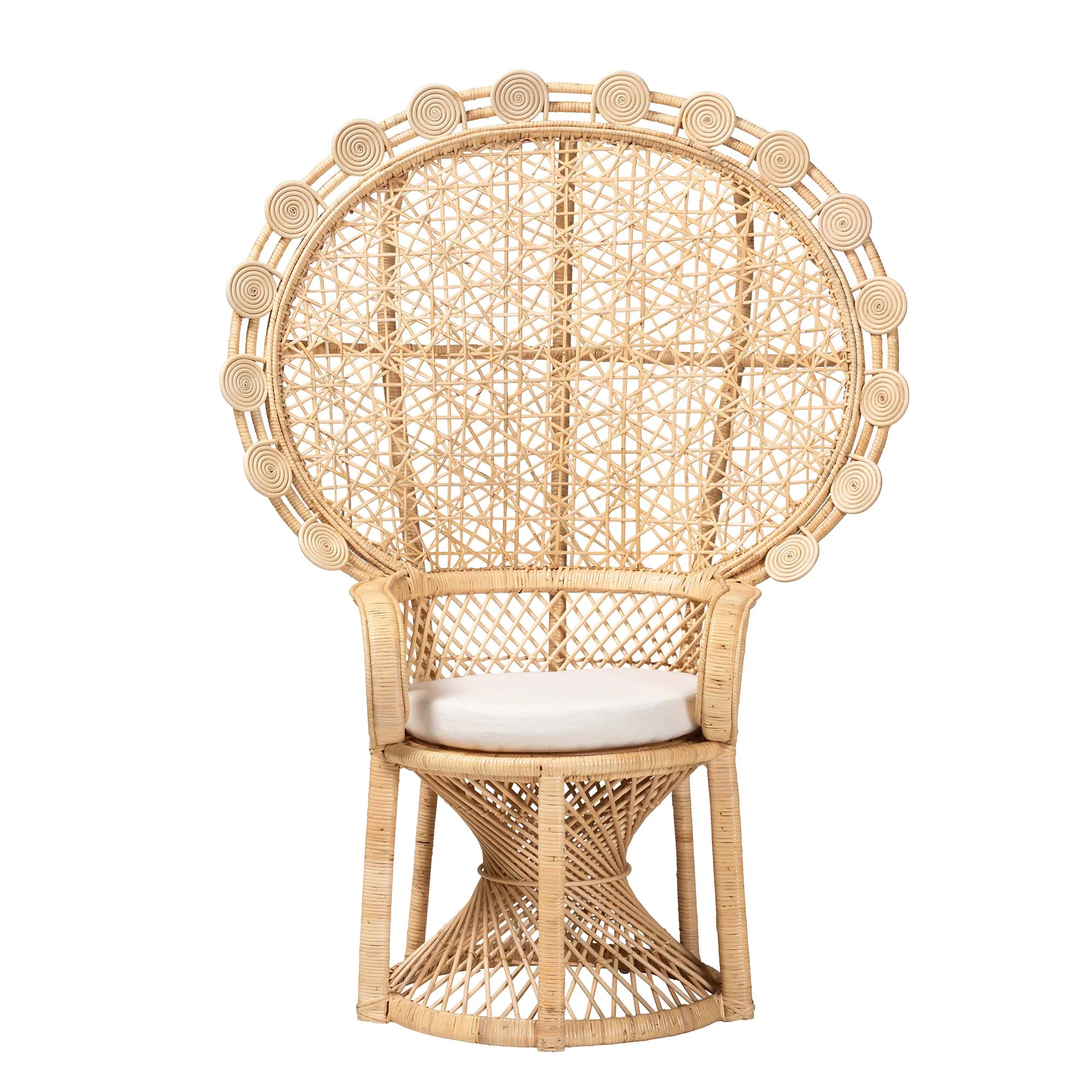 Baxton Studio bali & pari Hecate Modern Bohemian Natural Brown Rattan Peacock Chair - Image 3