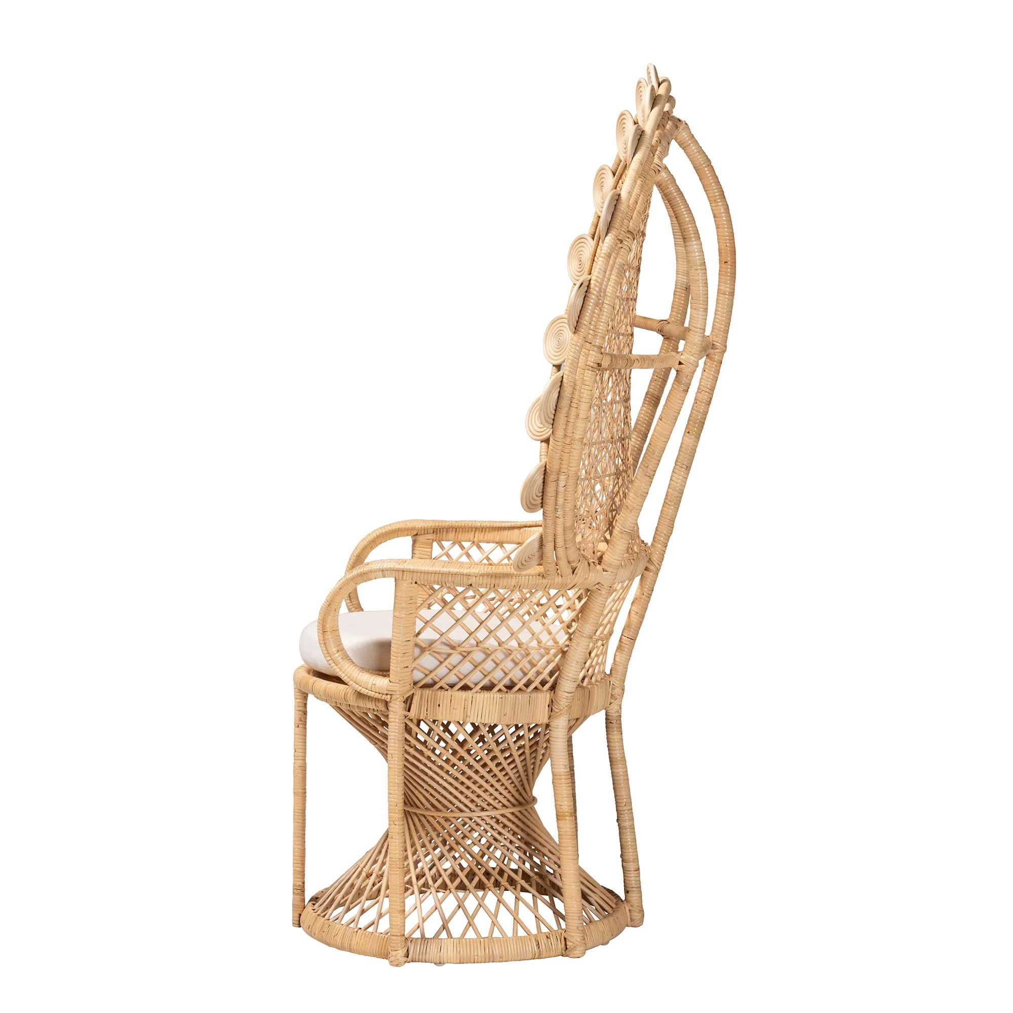 Baxton Studio bali & pari Hecate Modern Bohemian Natural Brown Rattan Peacock Chair - Image 4