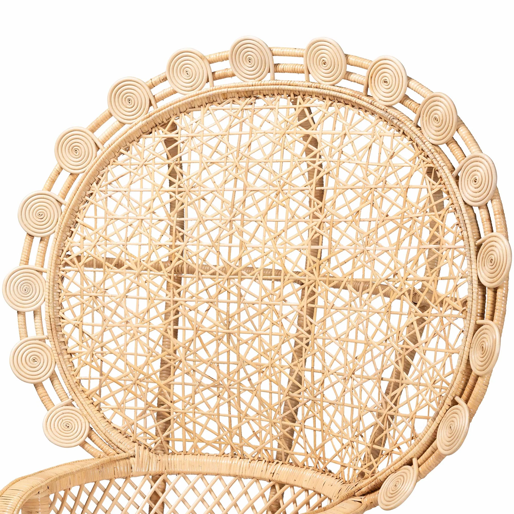 Baxton Studio bali & pari Hecate Modern Bohemian Natural Brown Rattan Peacock Chair - Image 6