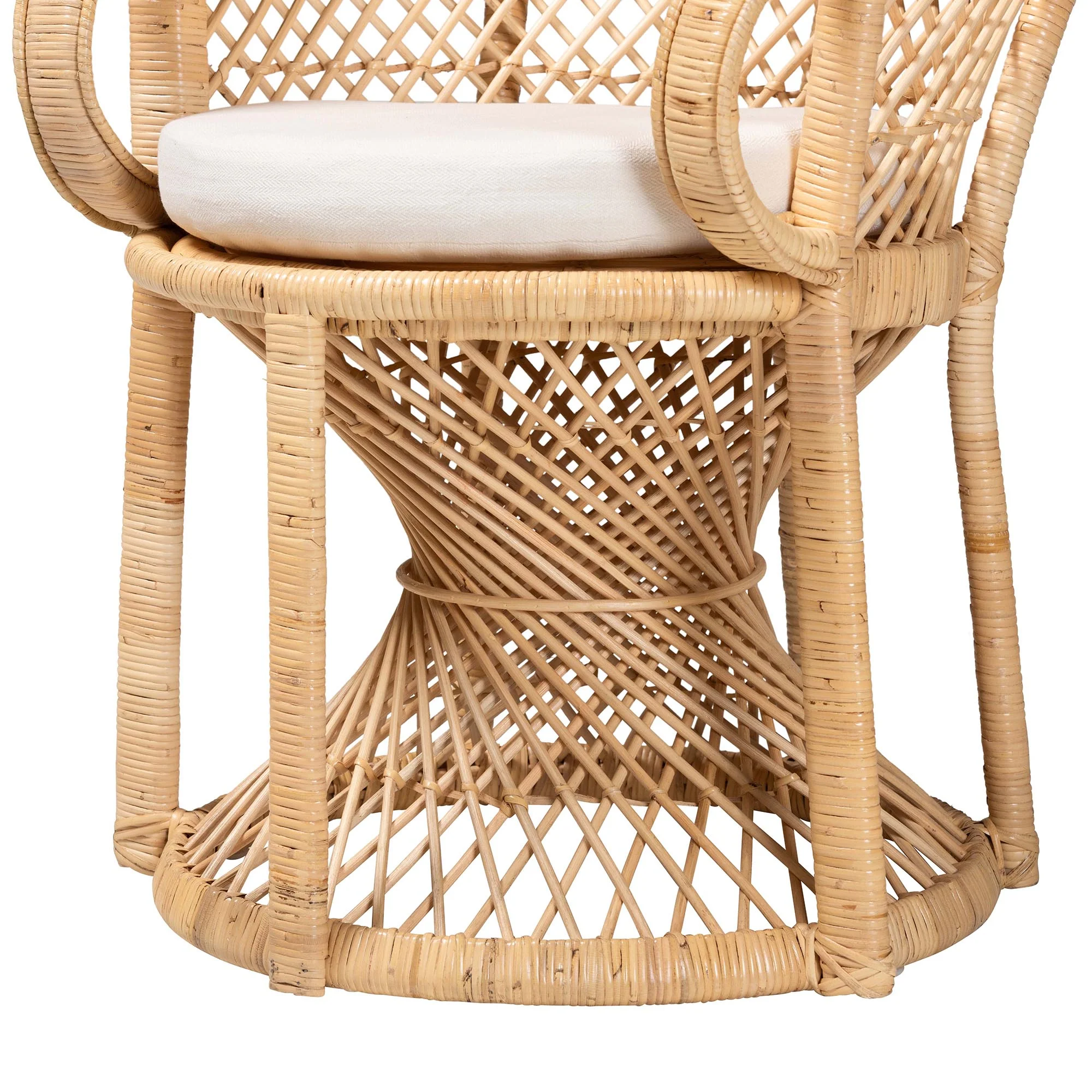 Baxton Studio bali & pari Hecate Modern Bohemian Natural Brown Rattan Peacock Chair - Image 7