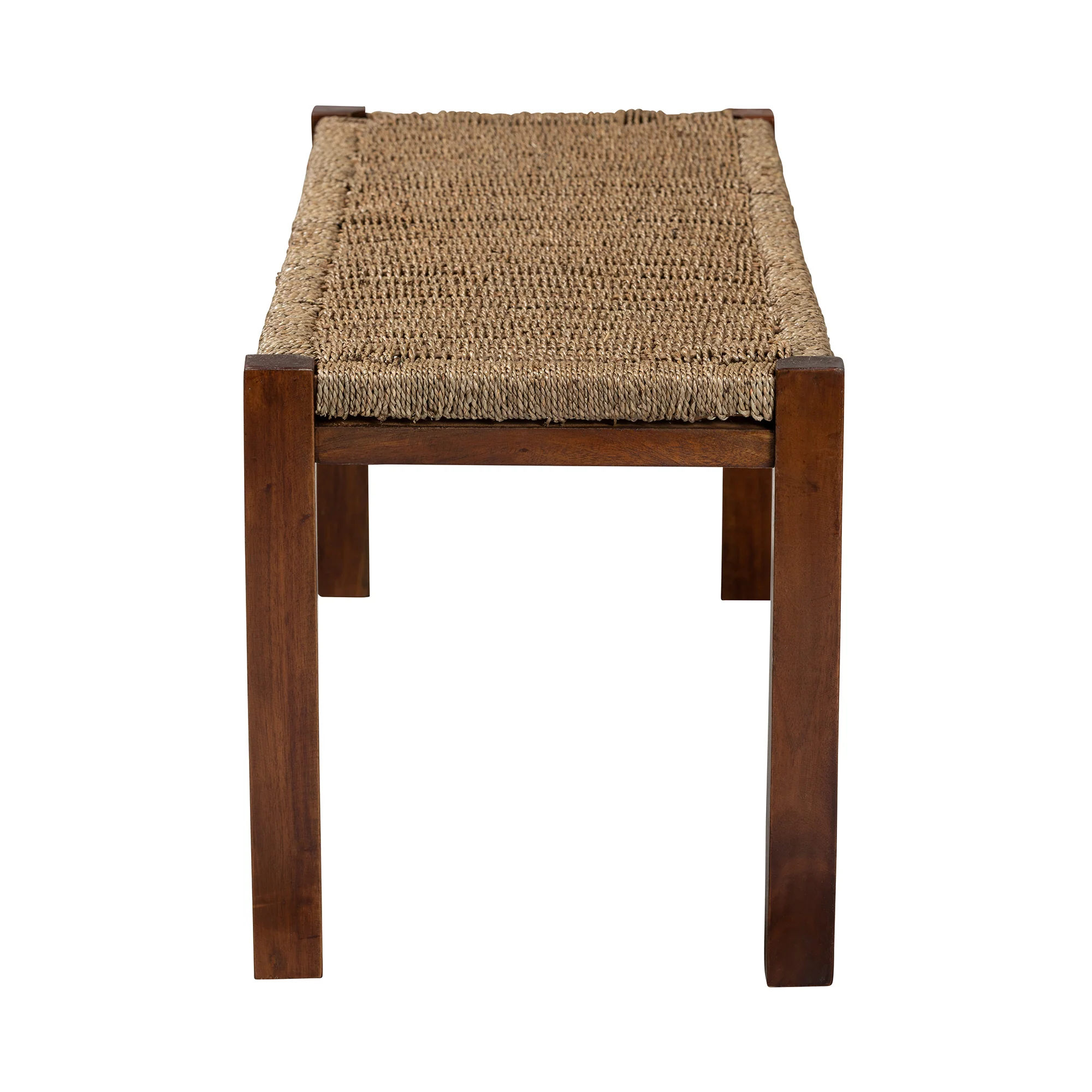 Baxton Studio bali & pari Hermes Mid-Century Modern Transitional Natural Seagrass and Mahogany Wood Bench - Image 4