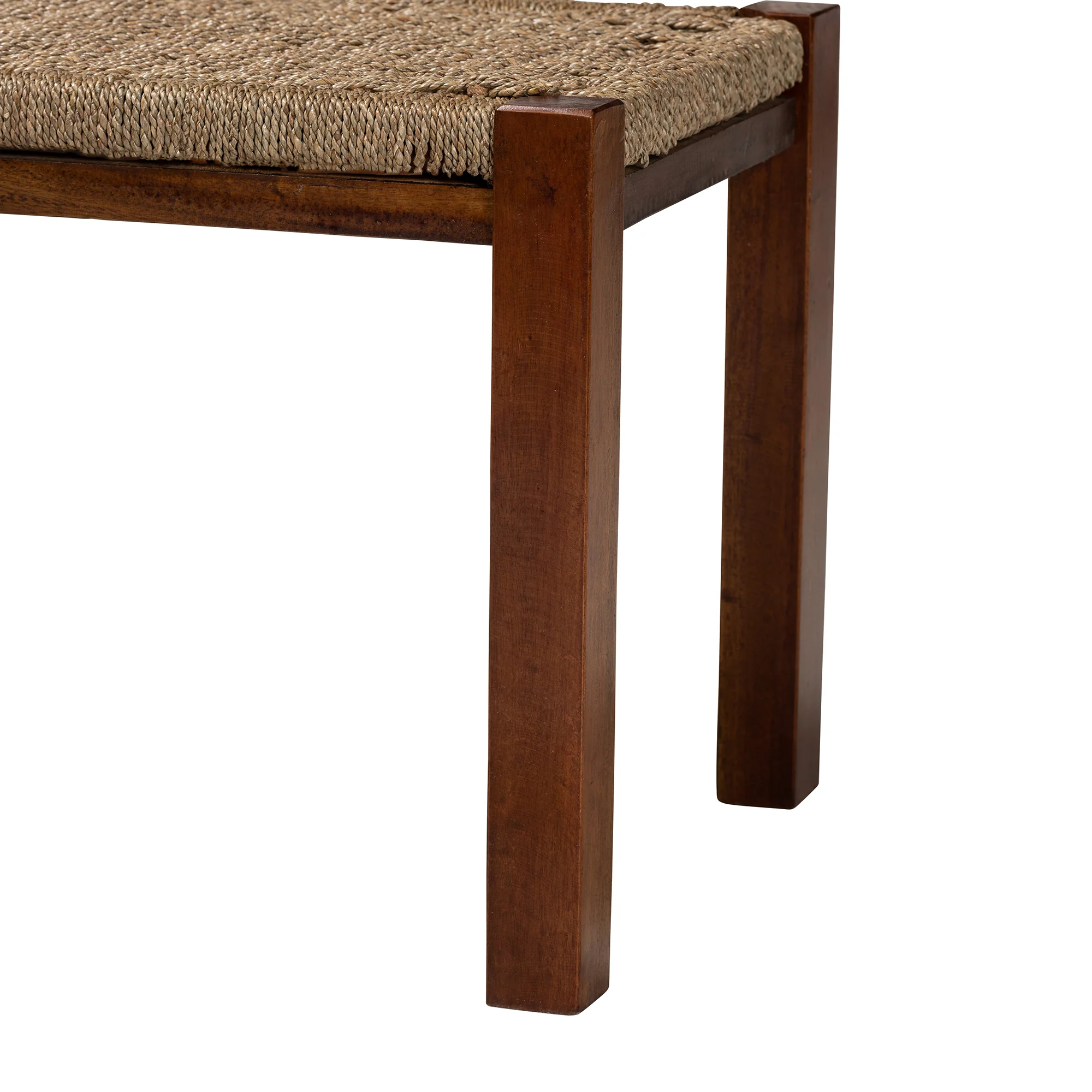 Baxton Studio bali & pari Hermes Mid-Century Modern Transitional Natural Seagrass and Mahogany Wood Bench - Image 5