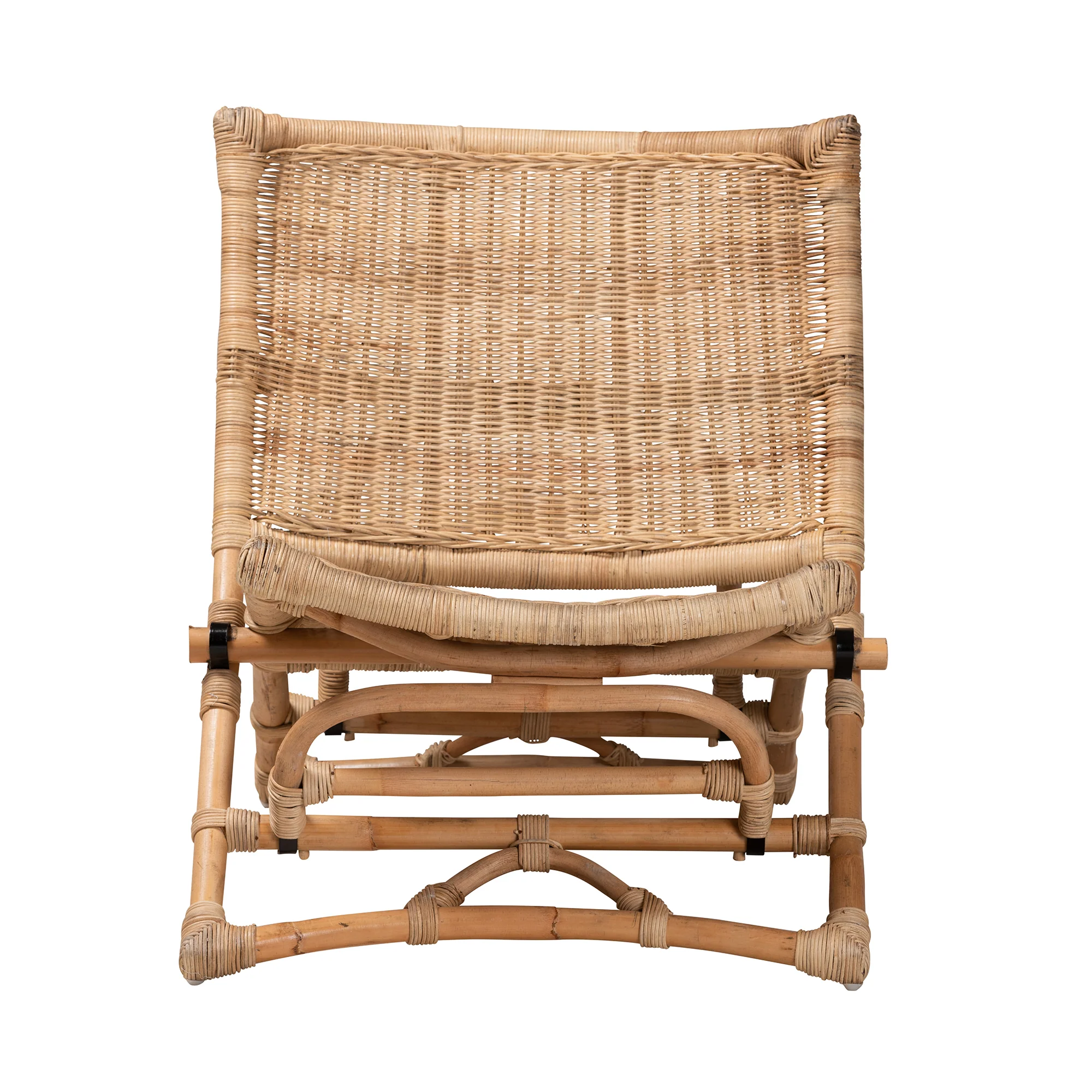Baxton Studio bali & pari Herrara Modern Bohemian Natural Brown Antique Rattan Foldable Lounge Chair - Image 3