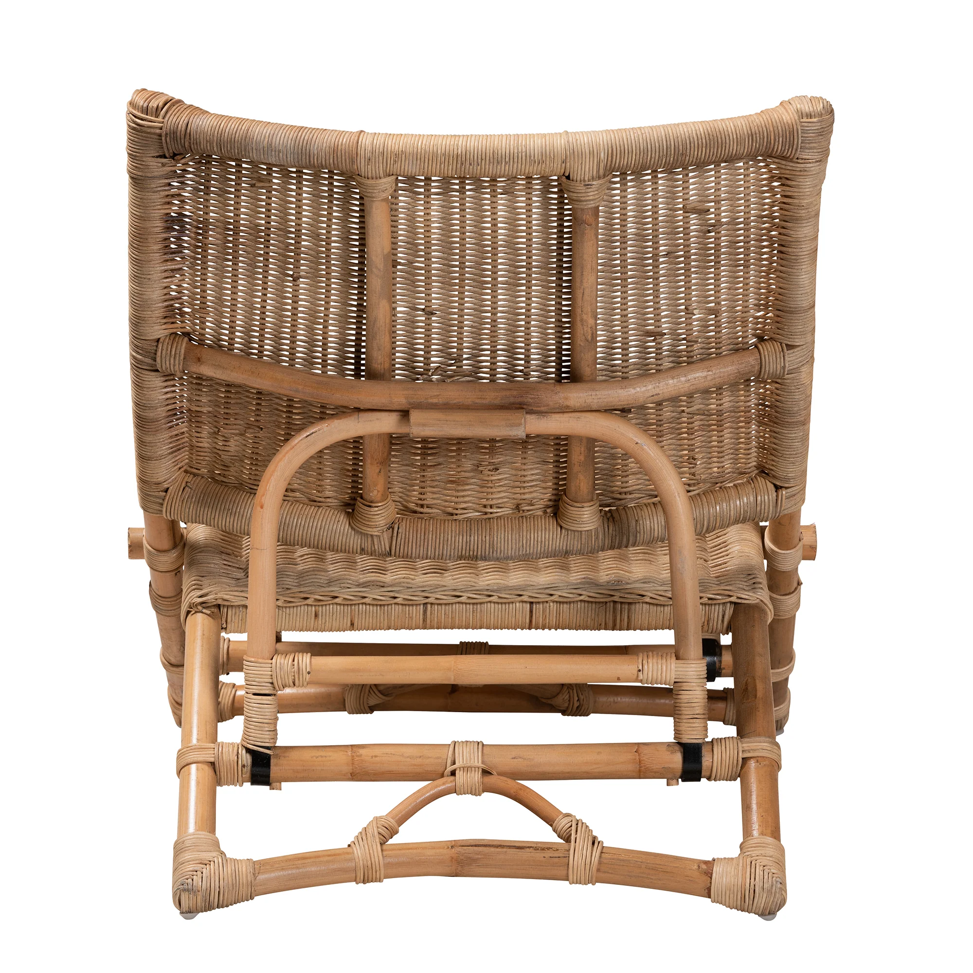 Baxton Studio bali & pari Herrara Modern Bohemian Natural Brown Antique Rattan Foldable Lounge Chair - Image 5