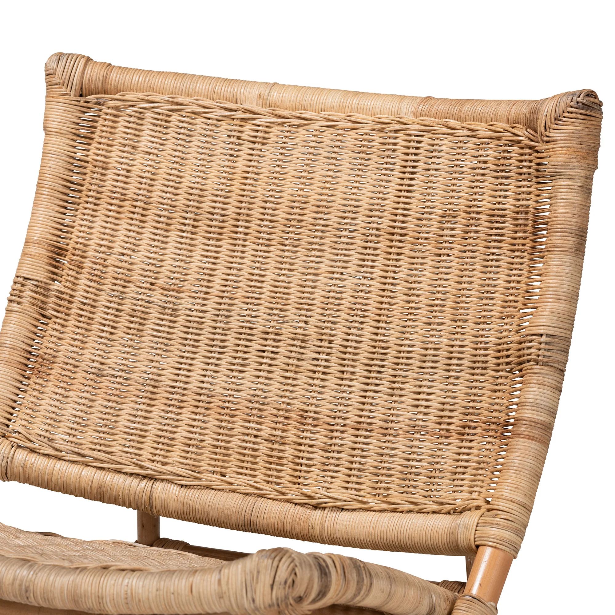 Baxton Studio bali & pari Herrara Modern Bohemian Natural Brown Antique Rattan Foldable Lounge Chair - Image 7
