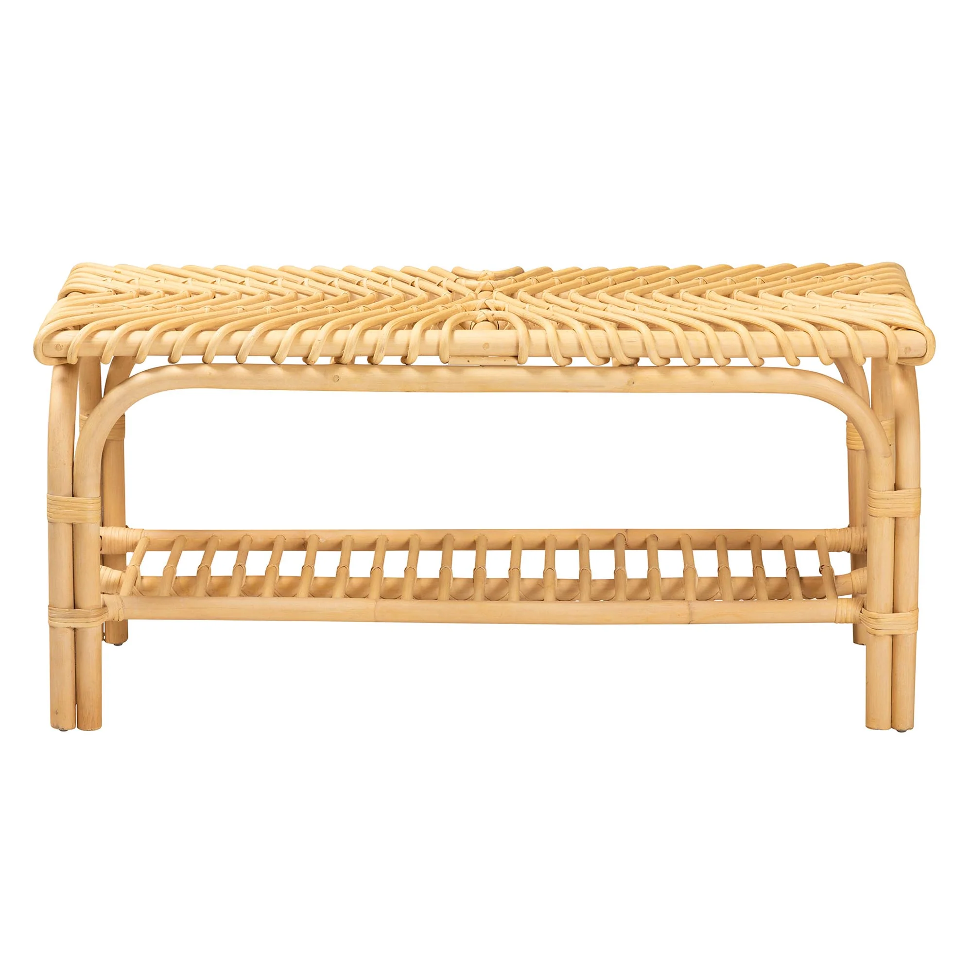 Baxton Studio bali & pari Himari Modern Bohemian Natural Brown Rattan Accent Bench - Image 4