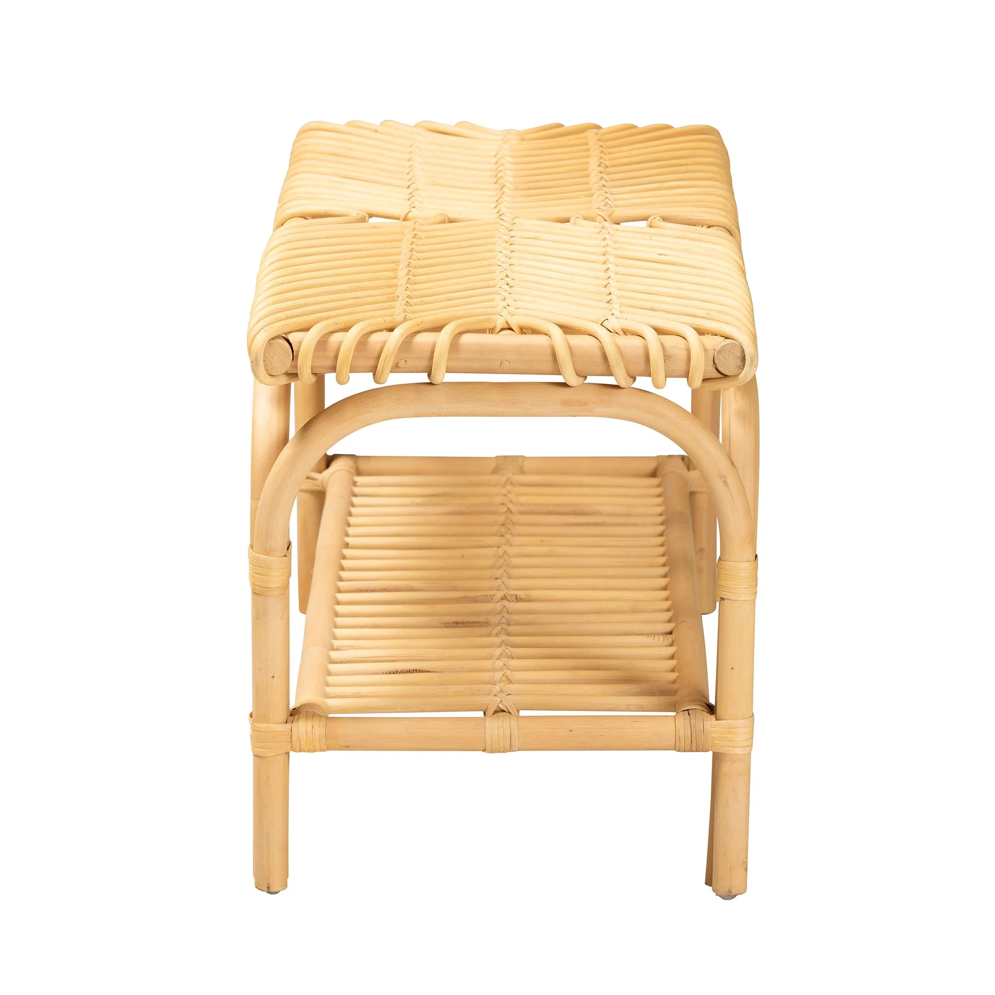 Baxton Studio bali & pari Himari Modern Bohemian Natural Brown Rattan Accent Bench - Image 5