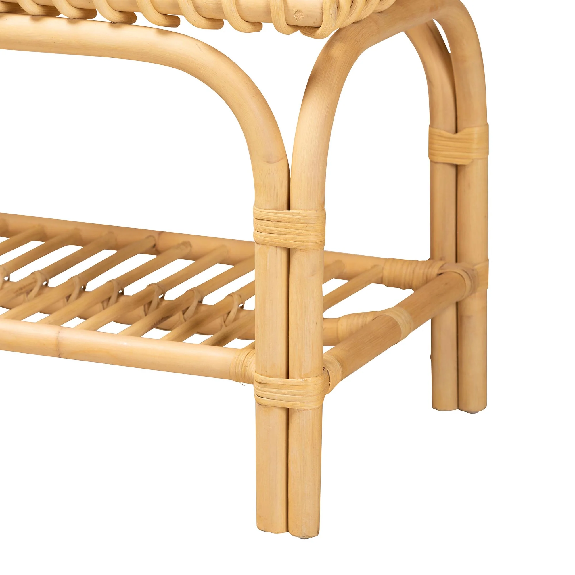 Baxton Studio bali & pari Himari Modern Bohemian Natural Brown Rattan Accent Bench - Image 6