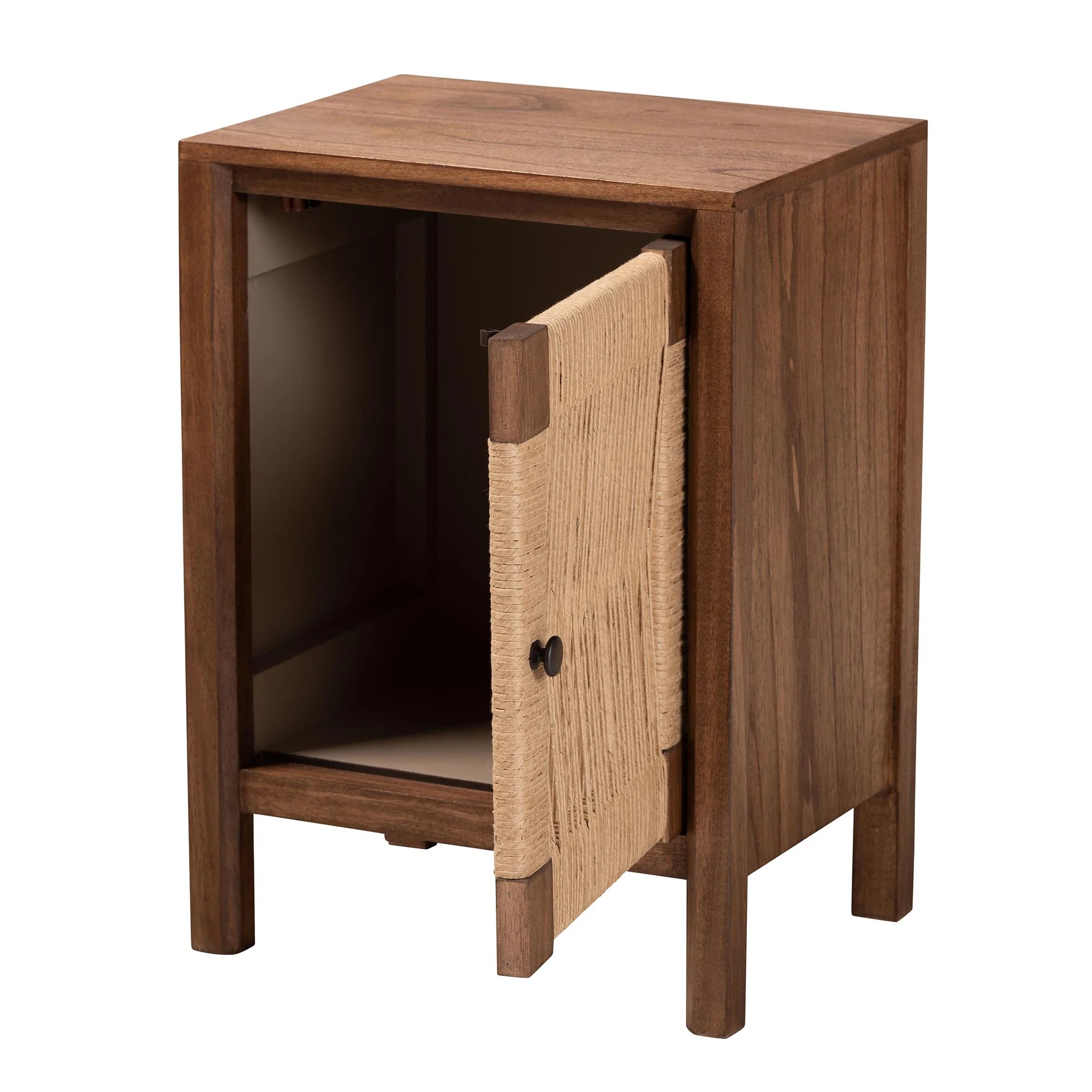 Baxton Studio bali & pari Holitz Modern Bohemian Walnut Brown Finished Bayur Wood Nightstand - Image 3