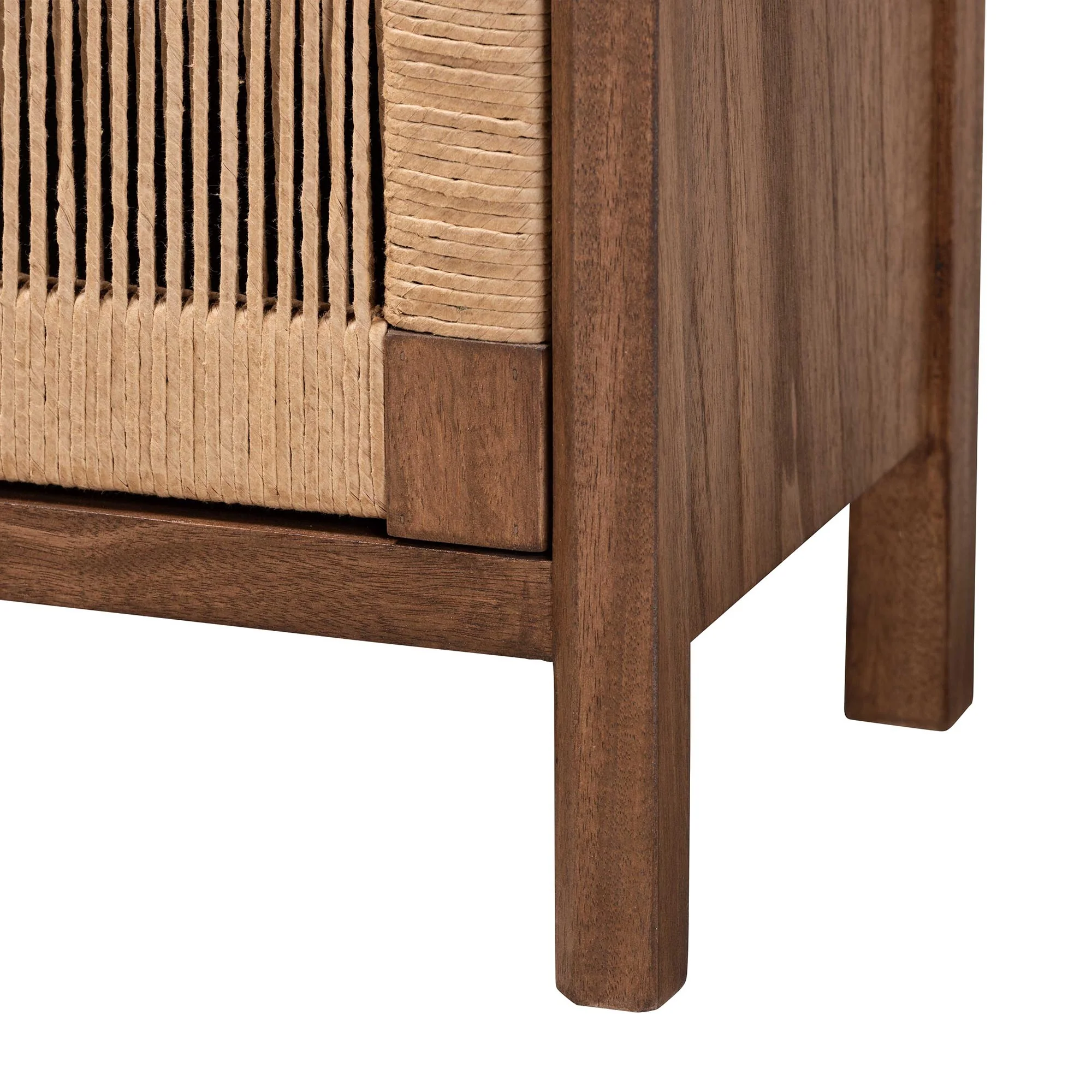 Baxton Studio bali & pari Holitz Modern Bohemian Walnut Brown Finished Bayur Wood Nightstand - Image 7