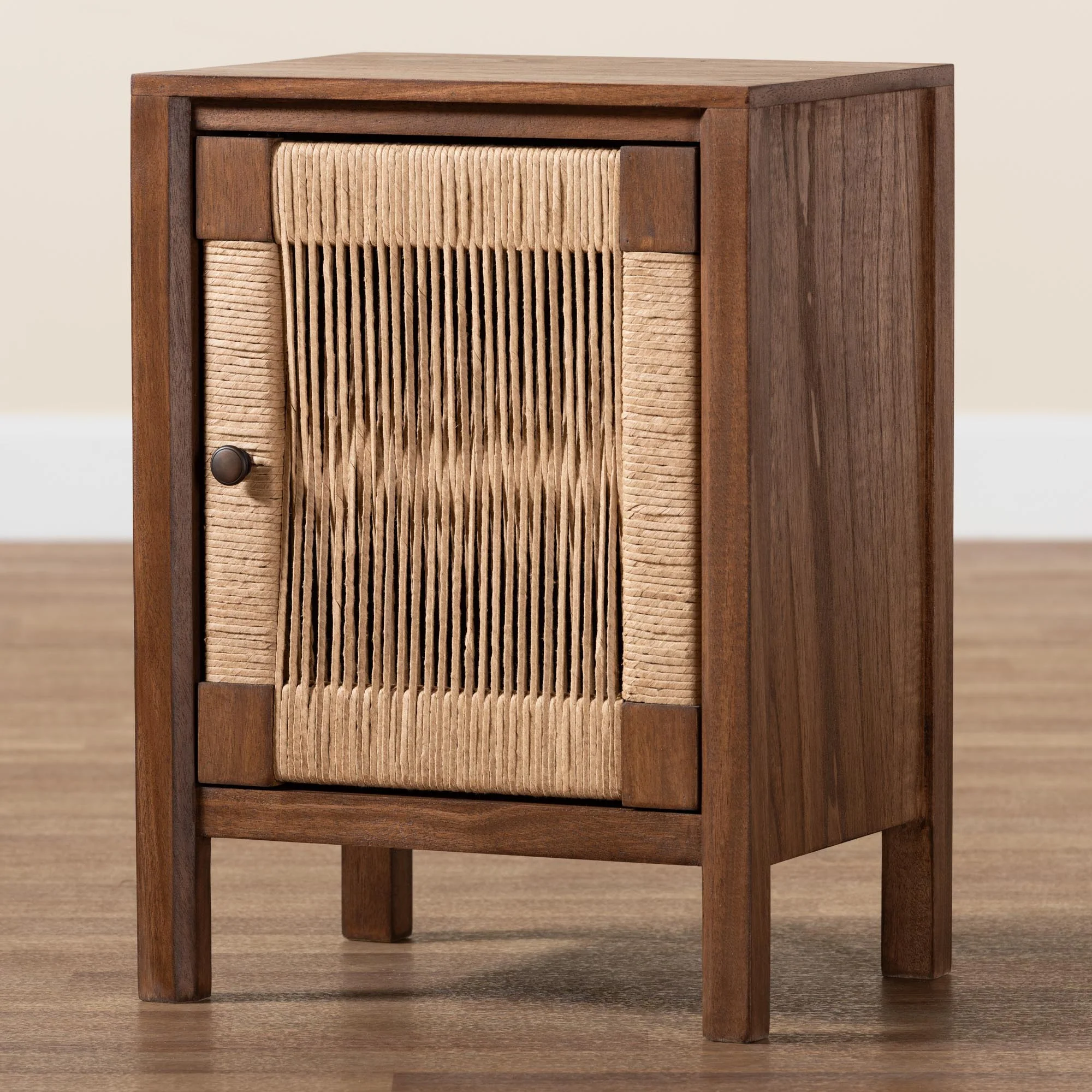 Baxton Studio bali & pari Holitz Modern Bohemian Walnut Brown Finished Bayur Wood Nightstand - Image 9