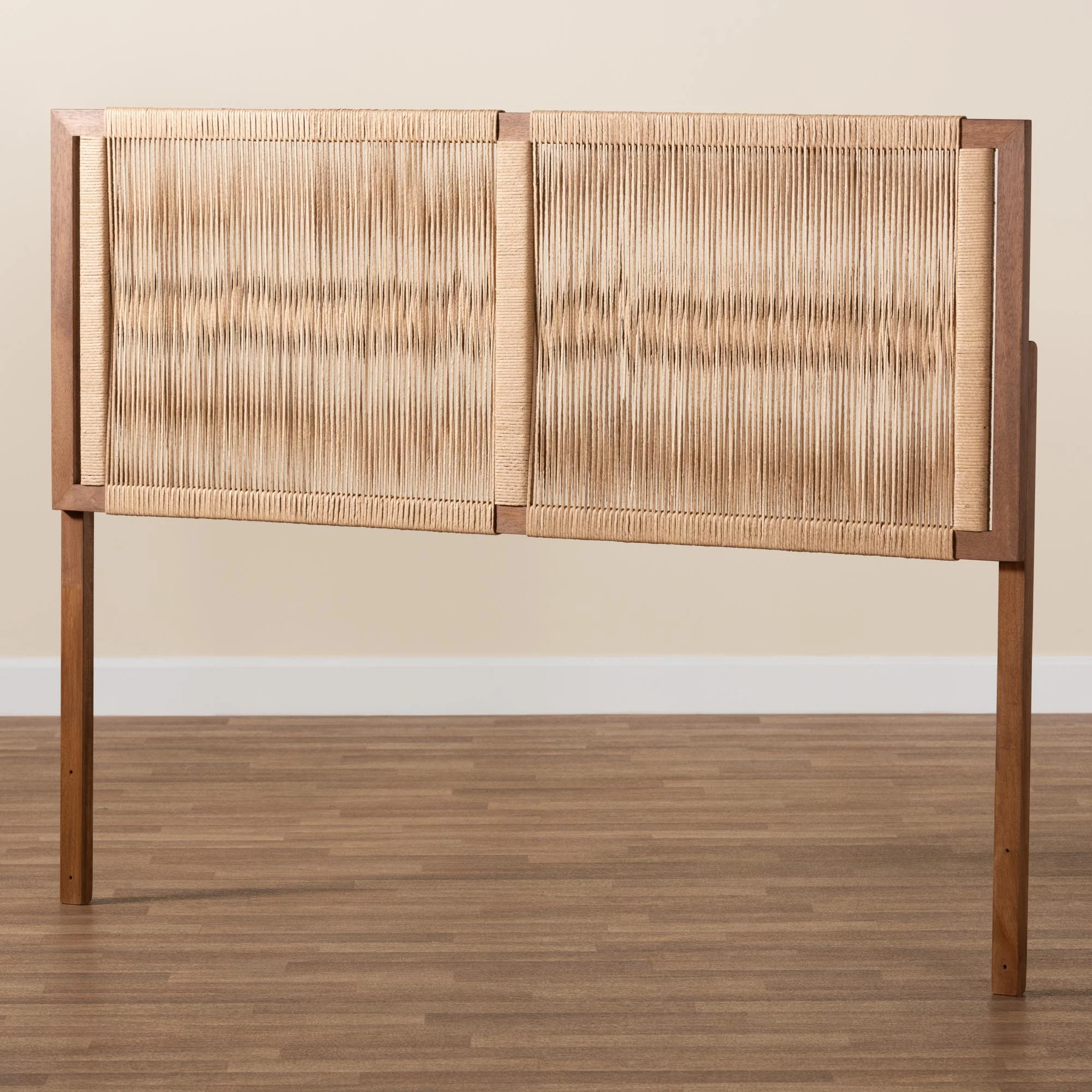 Baxton Studio bali & pari Holitz Modern Bohemian Walnut Brown Finished Bayur Wood Queen Size Headboard - Image 7