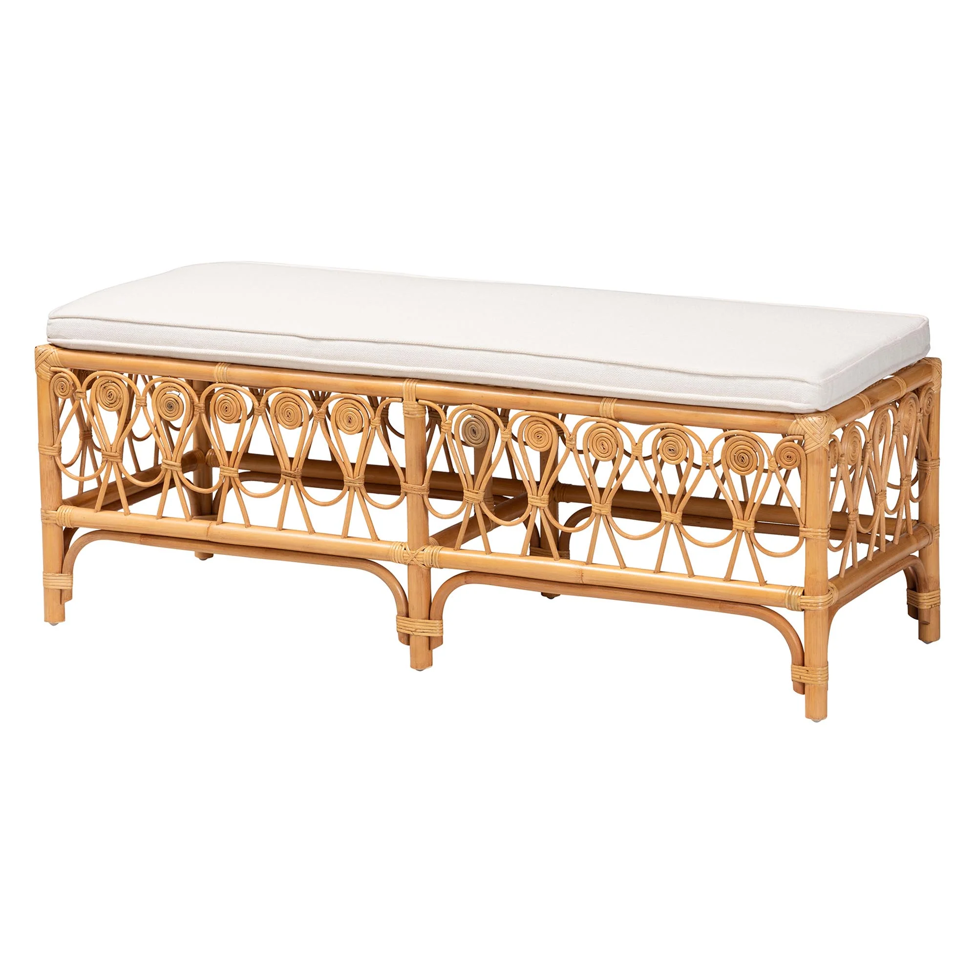 Baxton Studio bali & pari Ibiza Modern bohemian Natural Brown Rattan Bench - Image 2