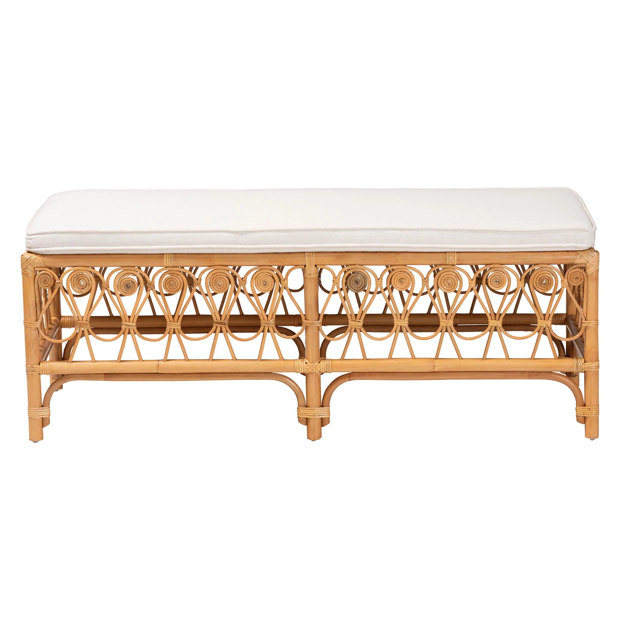 Baxton Studio bali & pari Ibiza Modern bohemian Natural Brown Rattan Bench - Image 3