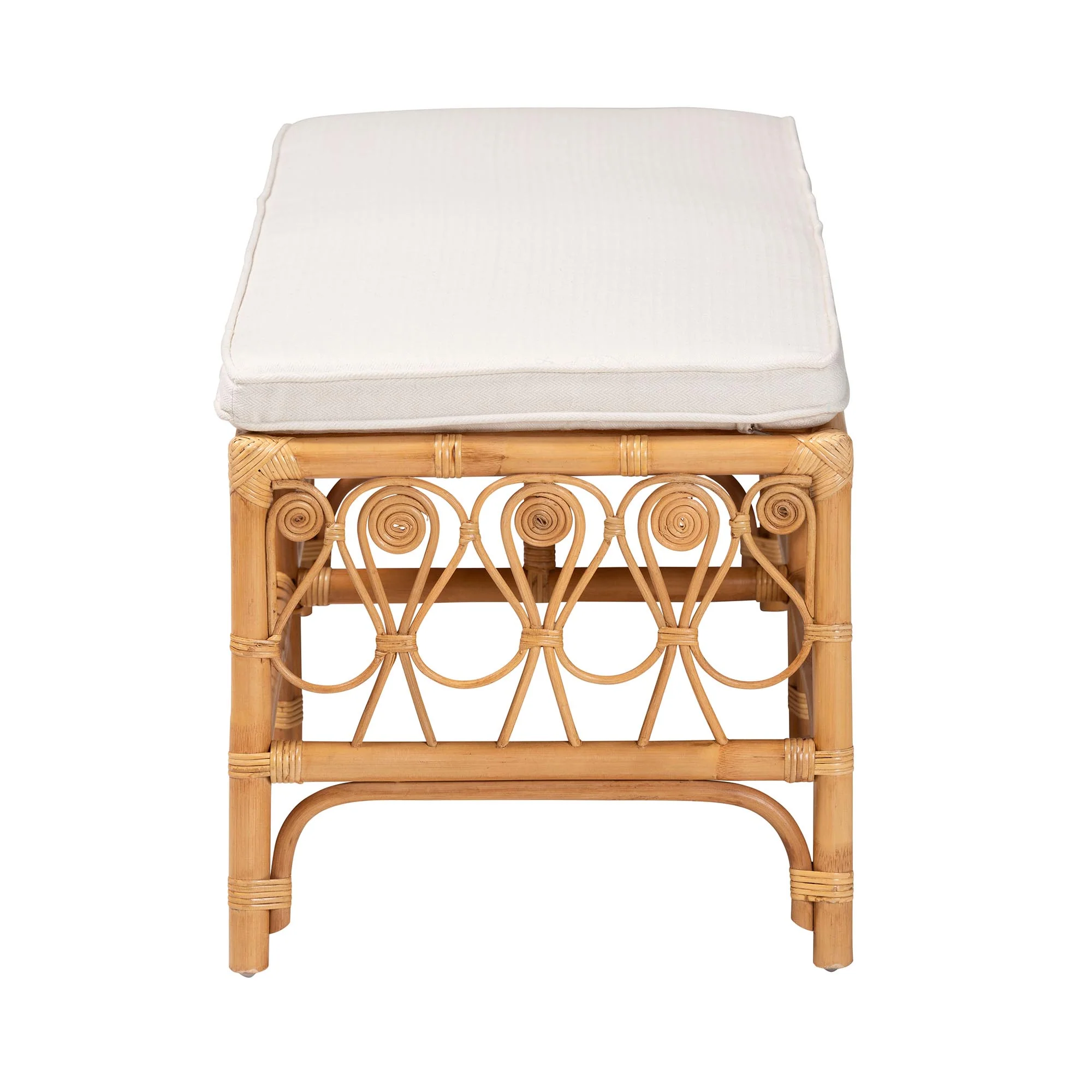 Baxton Studio bali & pari Ibiza Modern bohemian Natural Brown Rattan Bench - Image 4