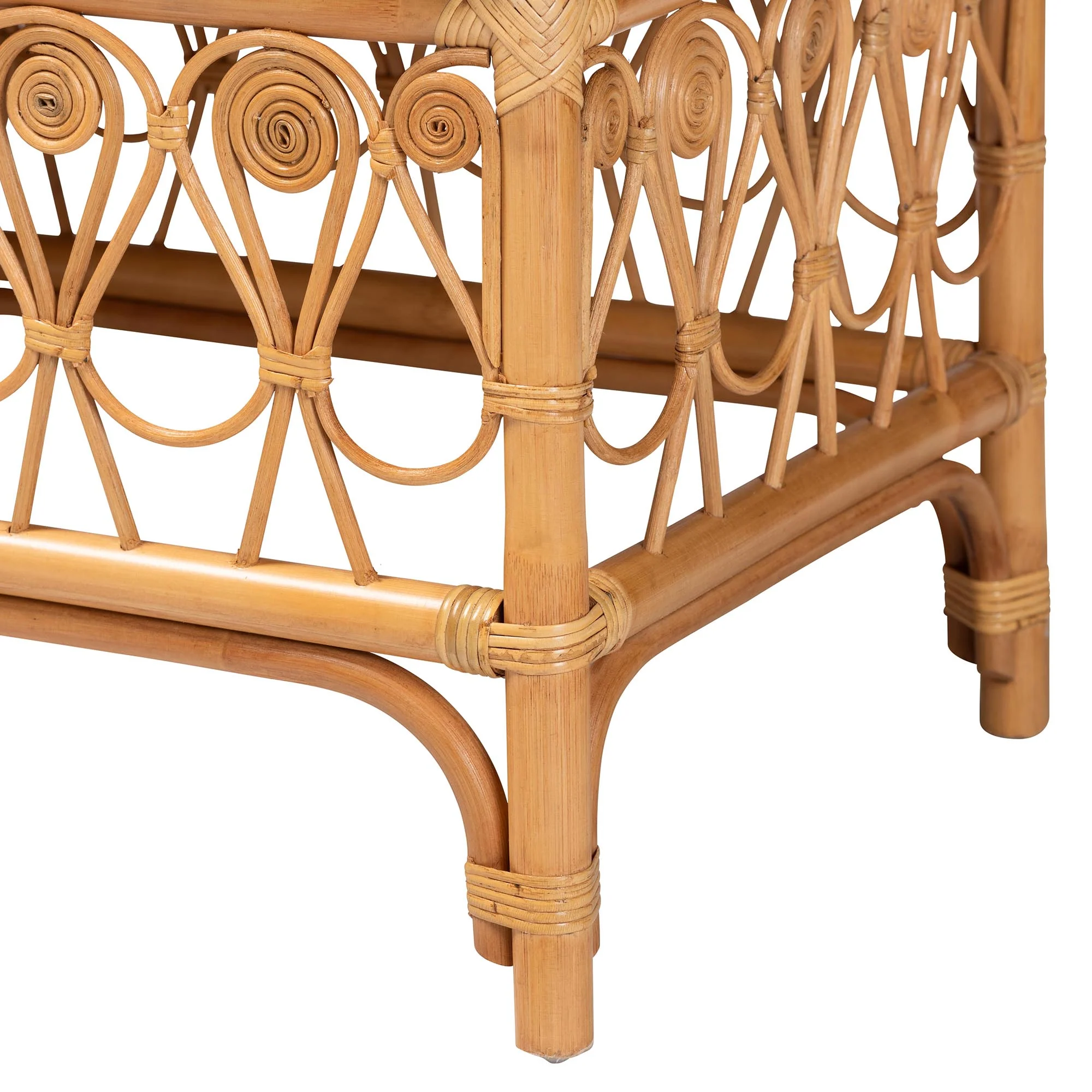 Baxton Studio bali & pari Ibiza Modern bohemian Natural Brown Rattan Bench - Image 5