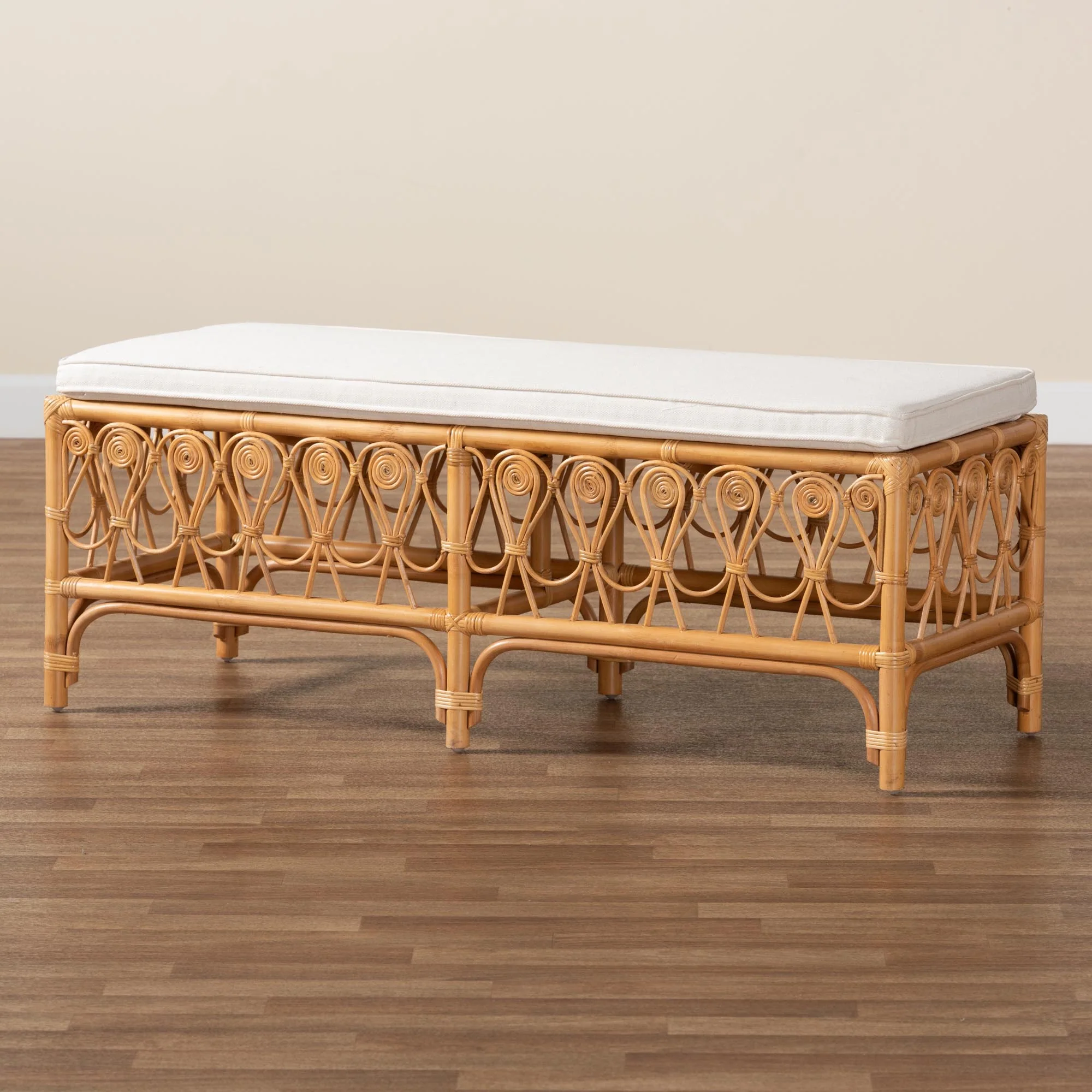 Baxton Studio bali & pari Ibiza Modern bohemian Natural Brown Rattan Bench - Image 7