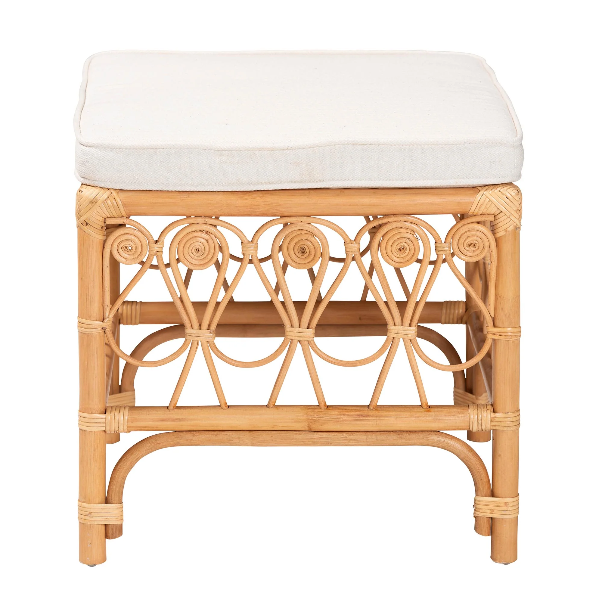 Baxton Studio bali & pari Ibiza Modern bohemian Natural Brown Rattan Footstool - Image 5