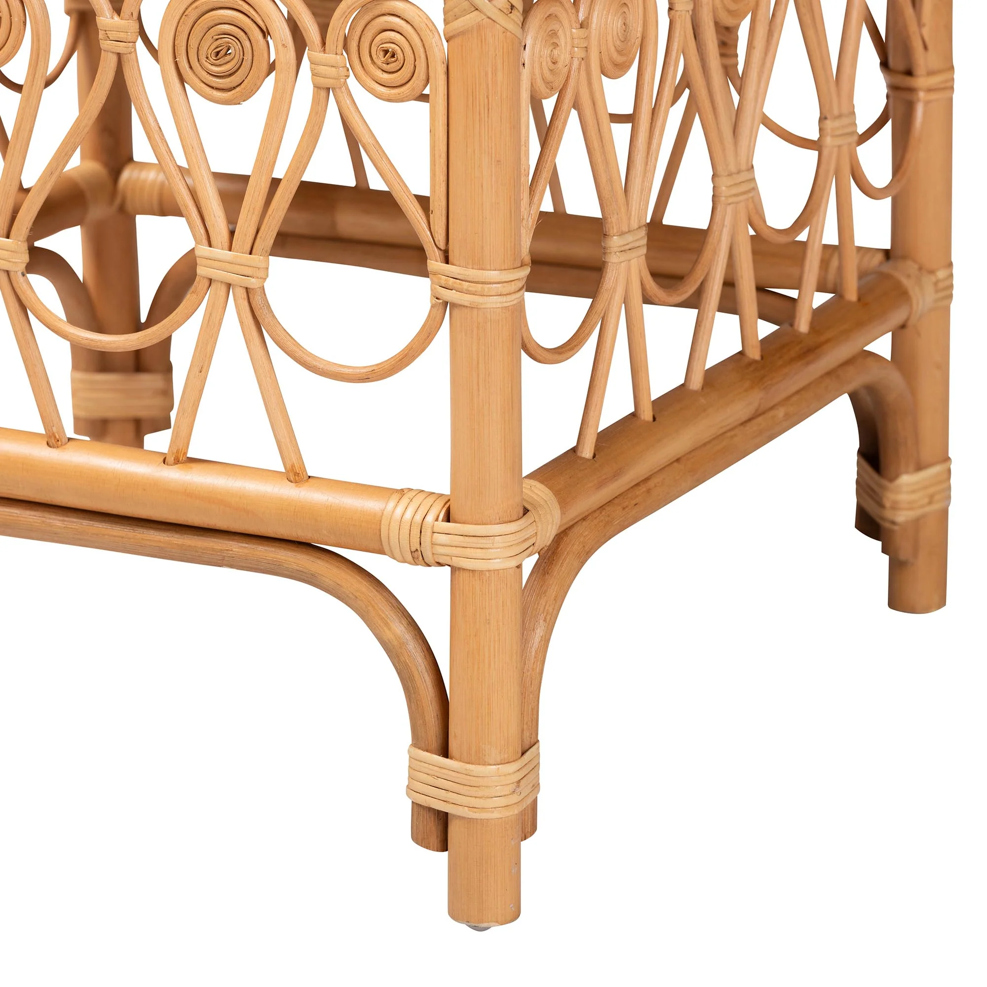 Baxton Studio bali & pari Ibiza Modern bohemian Natural Brown Rattan Footstool - Image 6