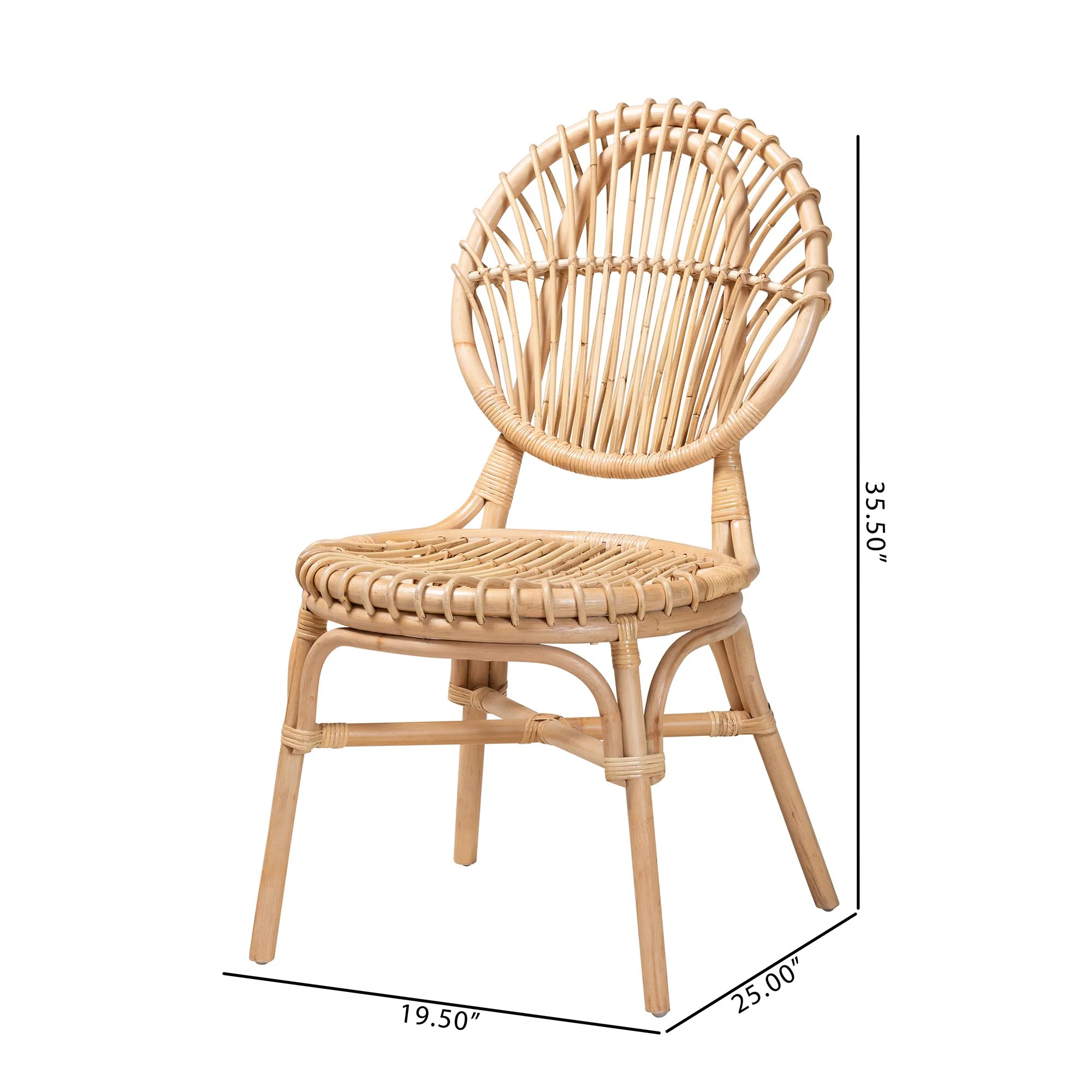 Baxton Studio bali & pari Iris Modern Bohemian Natural Brown Rattan Dining Chair - Image 10