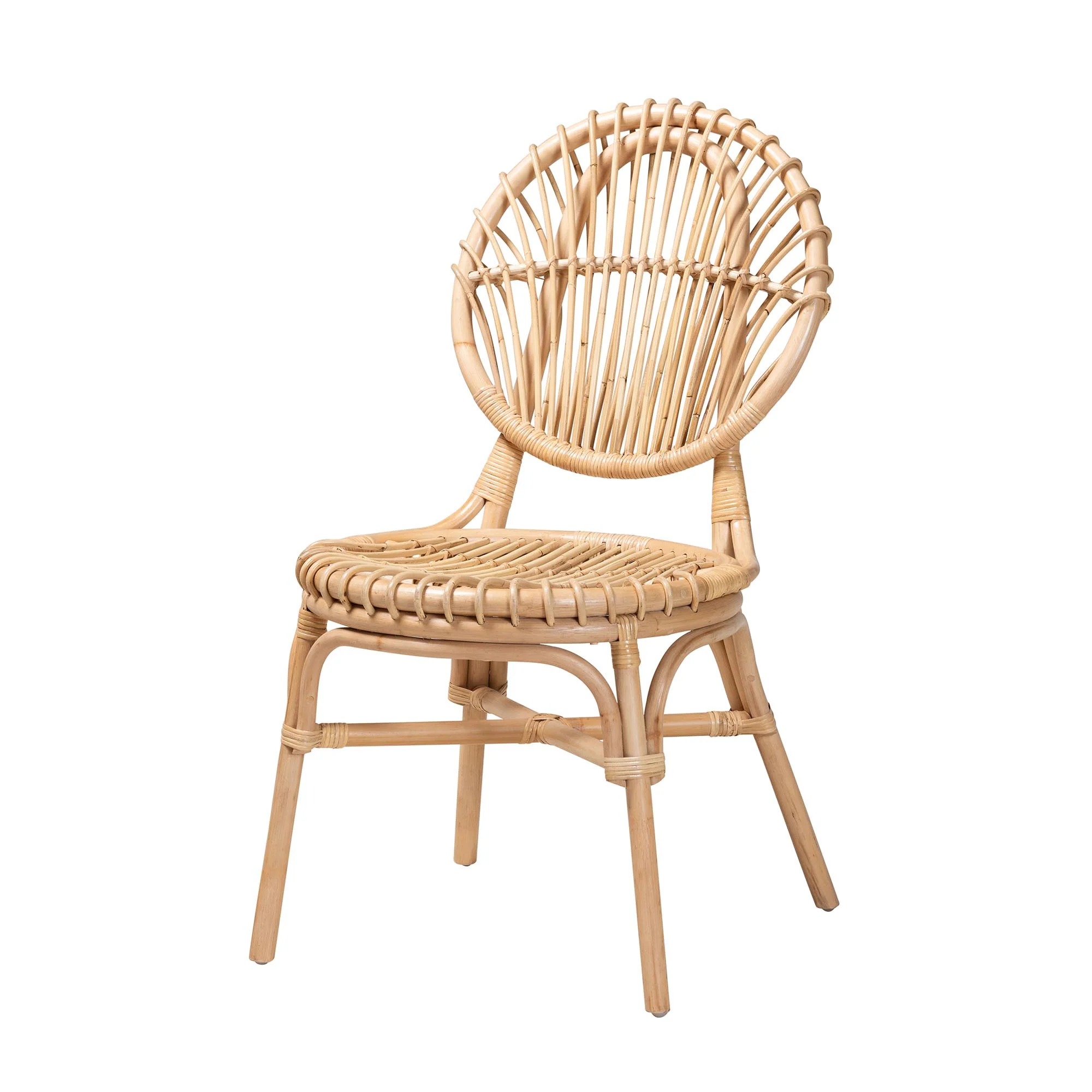 Baxton Studio bali & pari Iris Modern Bohemian Natural Brown Rattan Dining Chair - Image 2