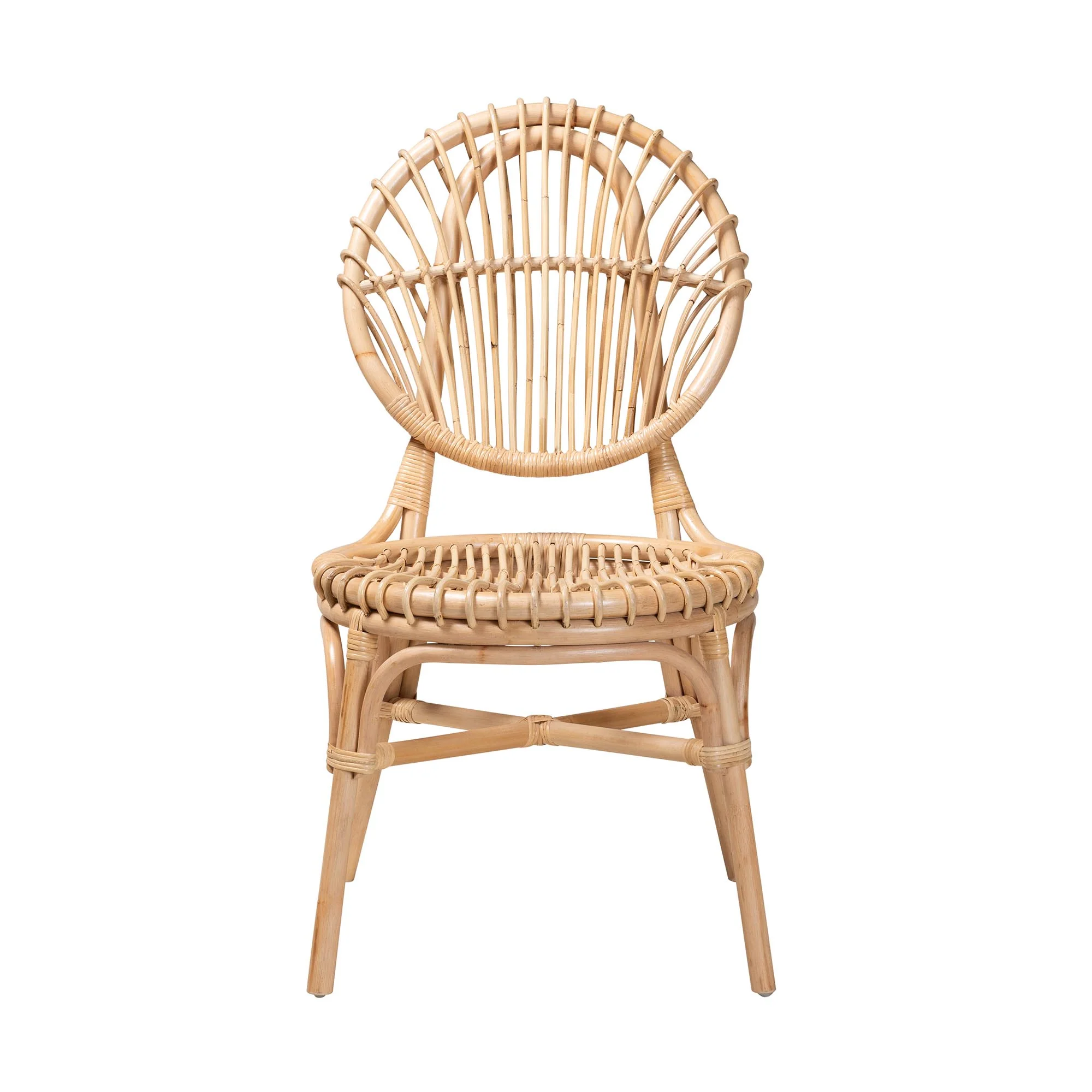 Baxton Studio bali & pari Iris Modern Bohemian Natural Brown Rattan Dining Chair - Image 3