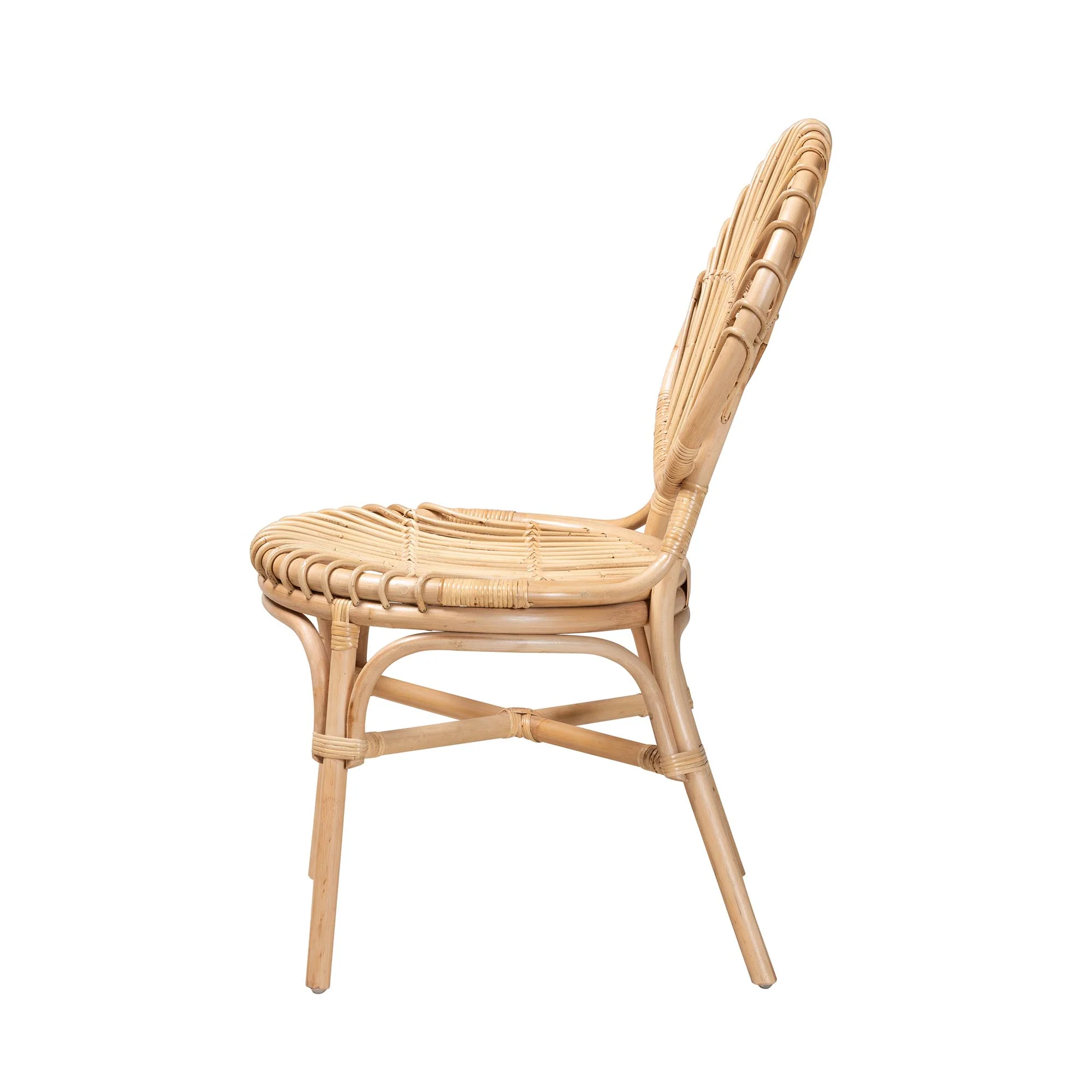 Baxton Studio bali & pari Iris Modern Bohemian Natural Brown Rattan Dining Chair - Image 4